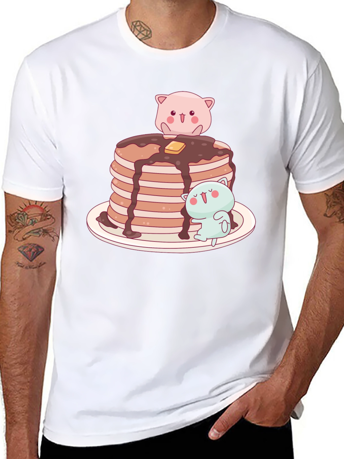Black Pancake Stack Kawaii T-Shirt view 8