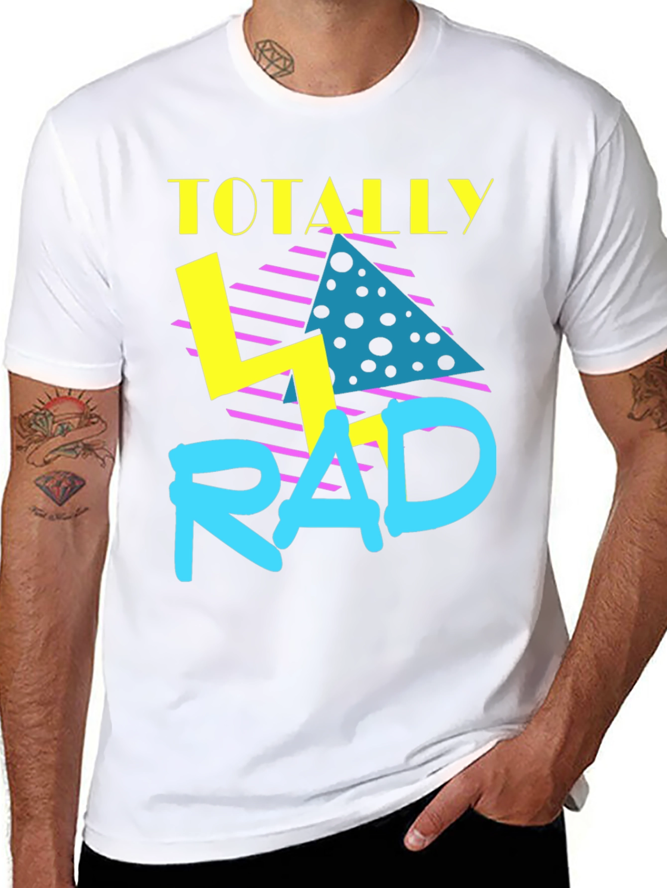 Black Totally Rad Retro Graphic Tee - 80s Throwback T-Shirt view 8