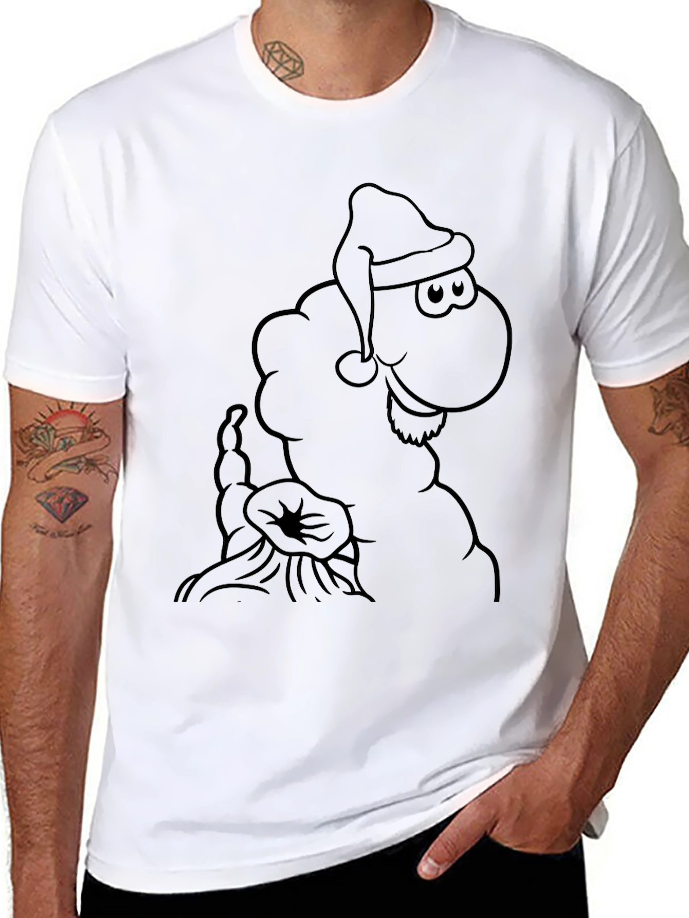 Black Santa Sheep Graphic T-Shirt view 8
