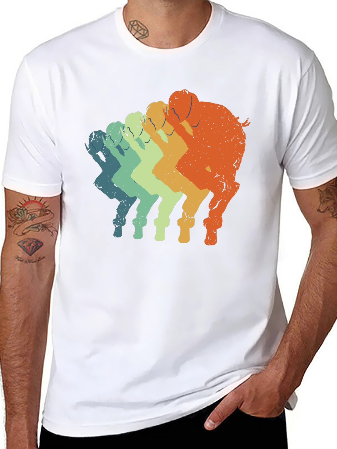 Black Retro Elephant T-Shirt - Gradient Design view 8