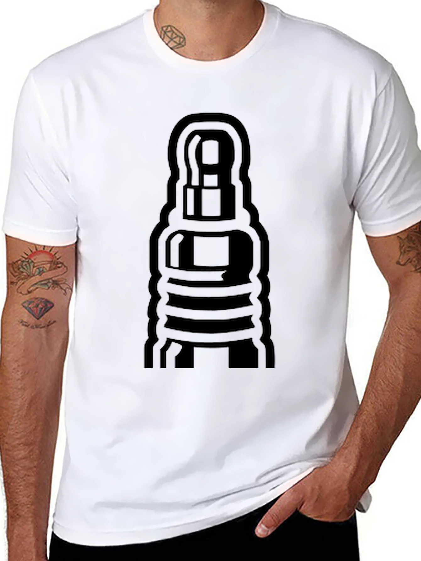 Black Men's Black Graphic Tee - Abstract Design view 8