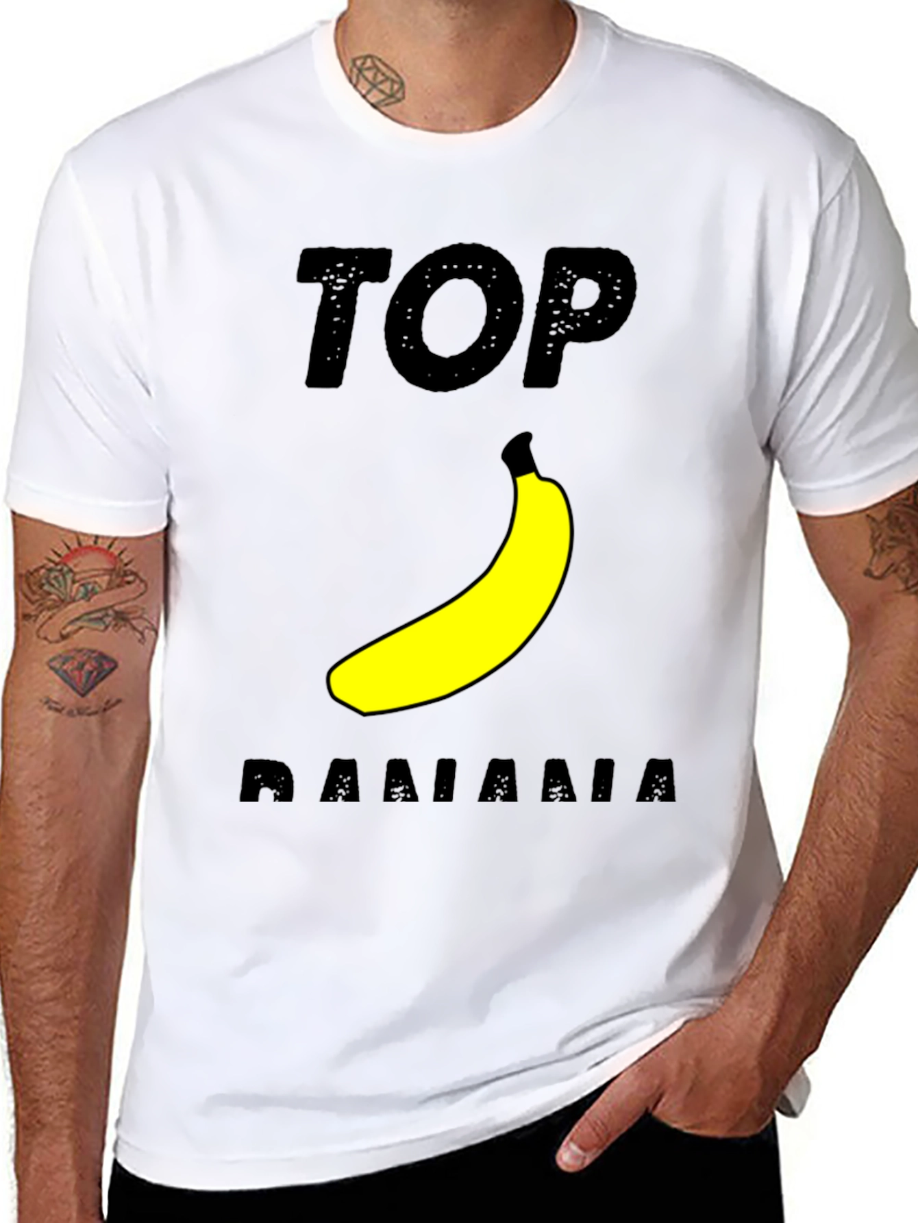 Black Top Banana Graphic T-Shirt - Black Cotton Tee view 8