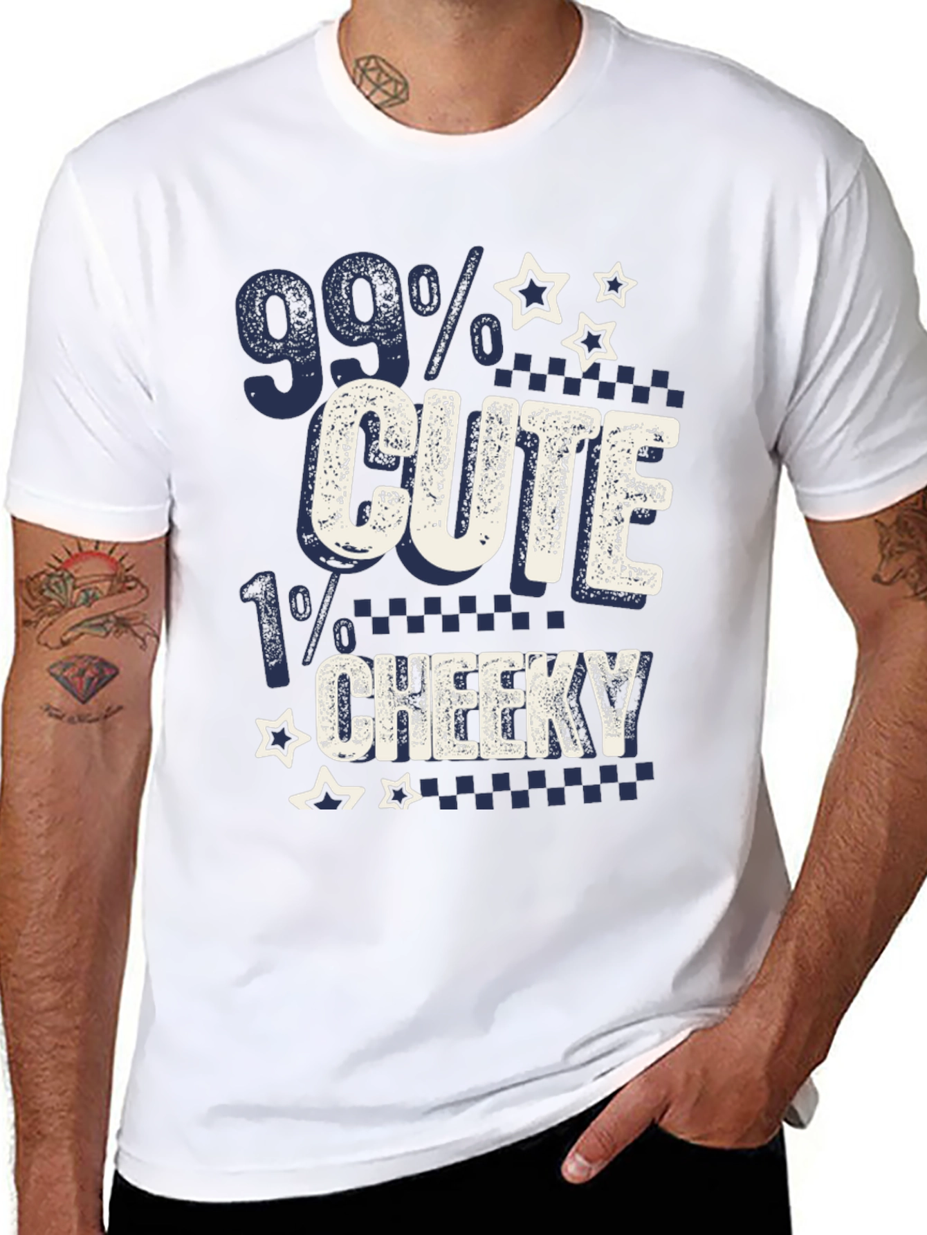 Black 99% Cute 1% Cheeky Graphic T-Shirt view 8