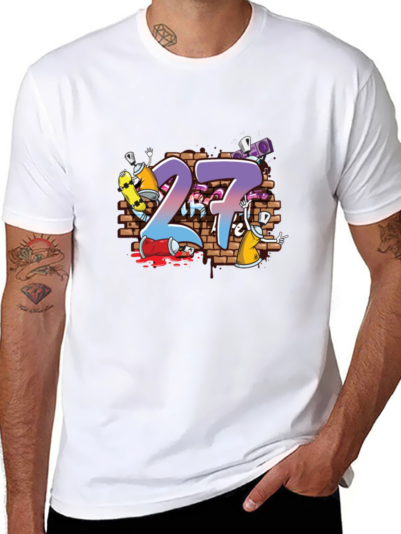 Black Graffiti 27 T-Shirt - Urban Style view 8