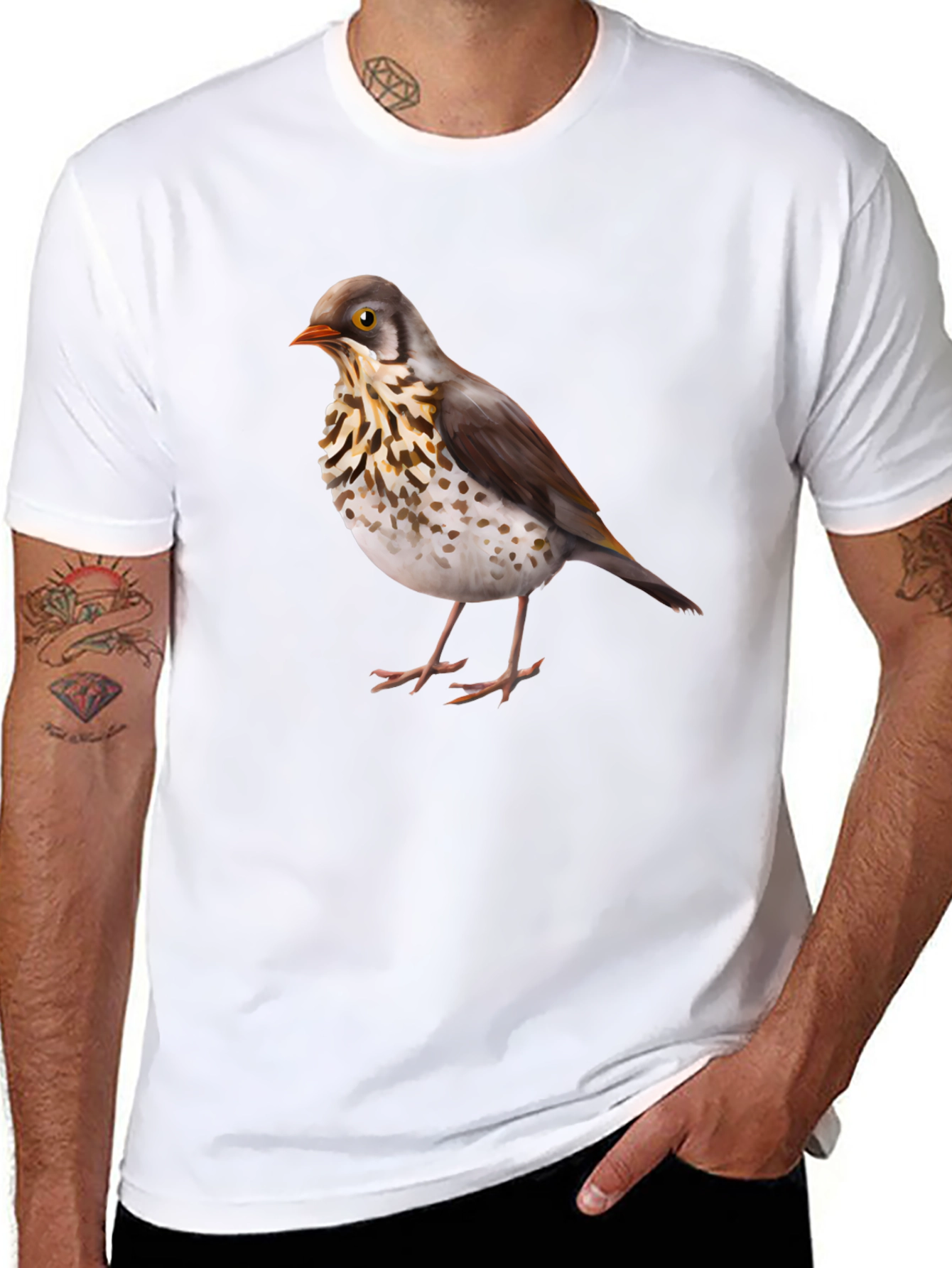 Black Bird Graphic Print Black T-Shirt view 8