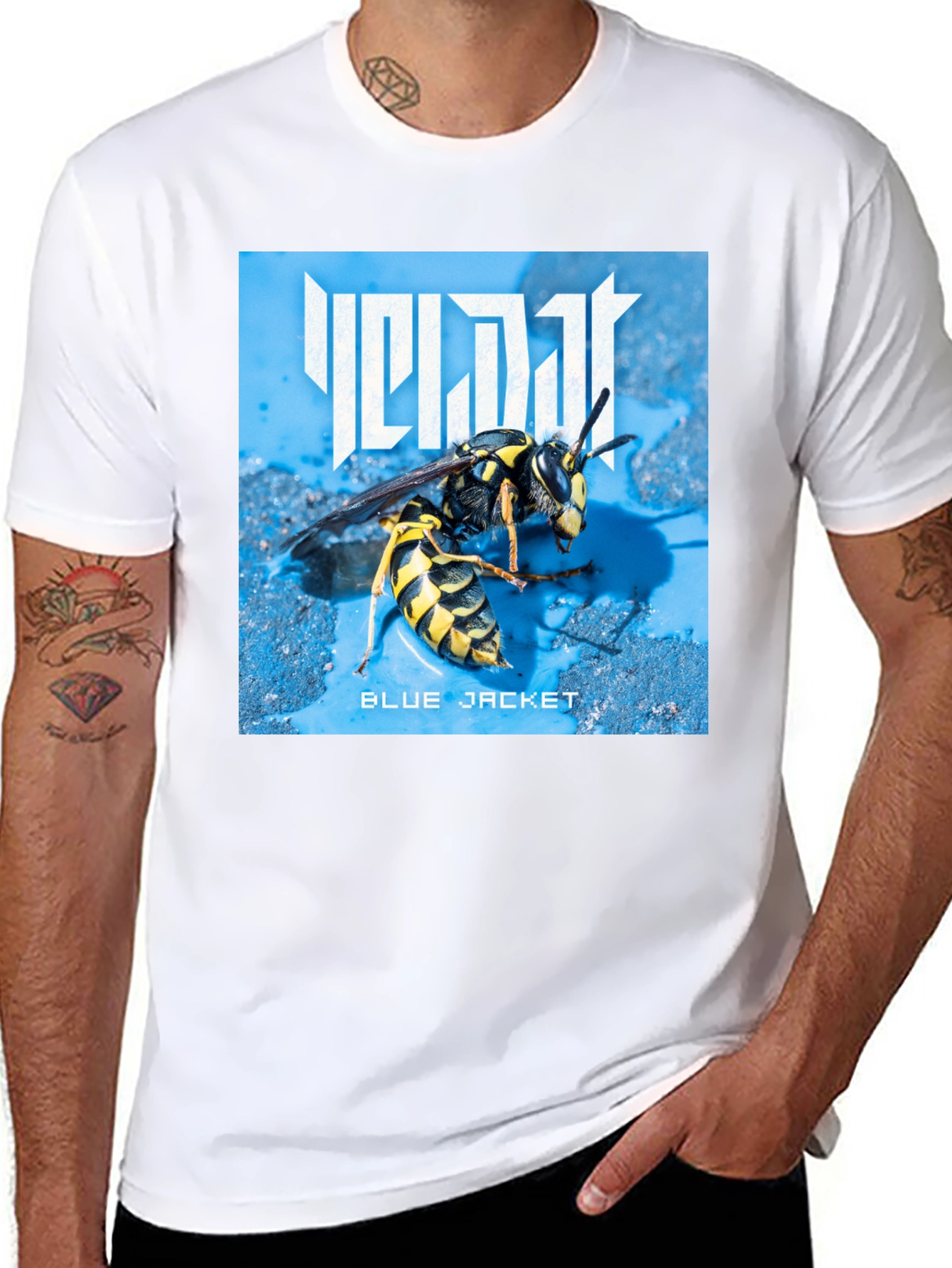 Black Blue Jacket Wasp Graphic T-Shirt view 8