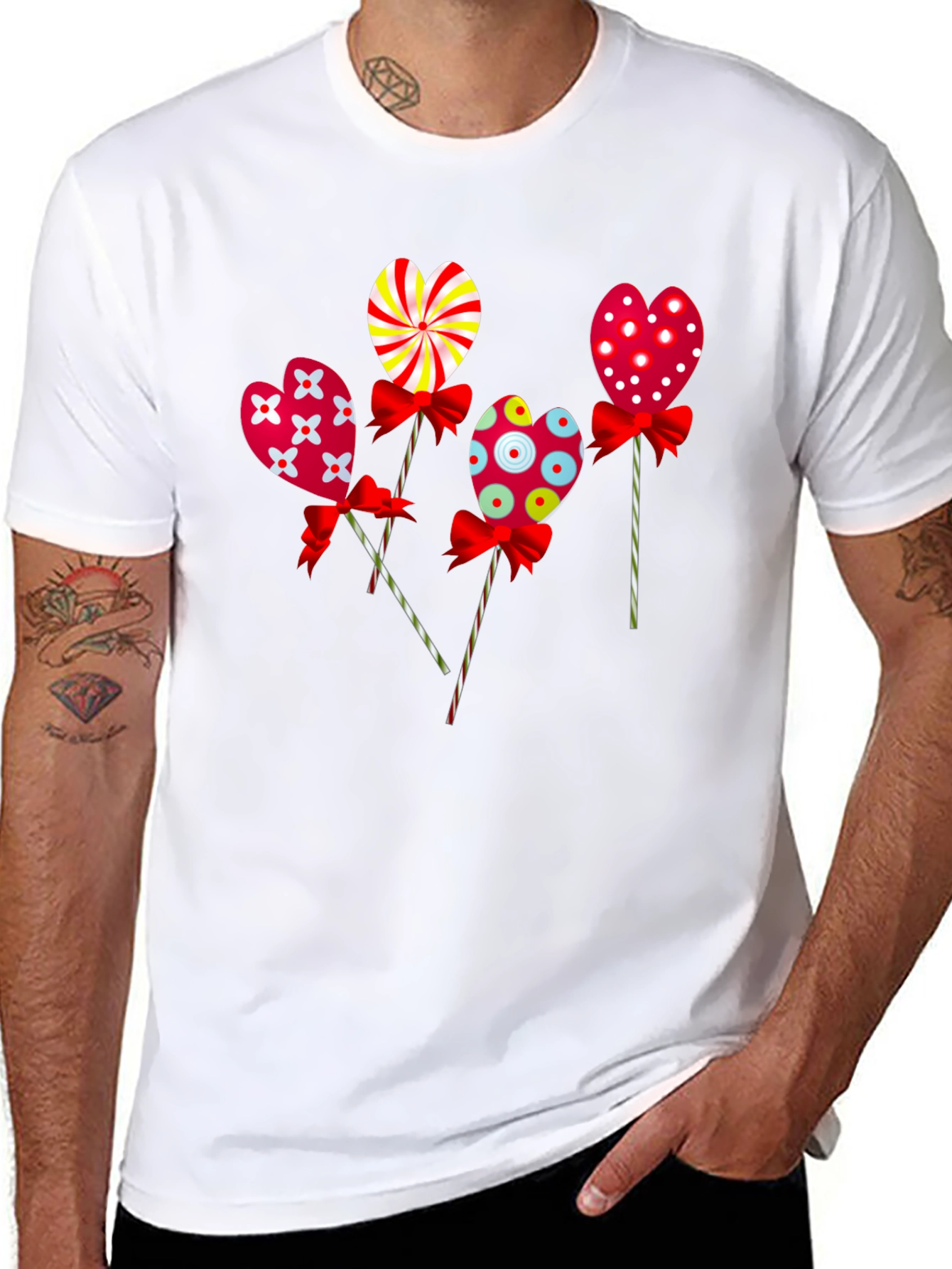 Black Heart Lollipop Graphic Tee - Cute Candy Design view 8
