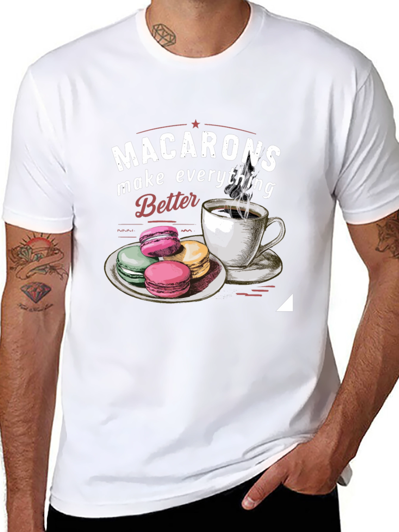 Black Macarons & Coffee Graphic Tee view 8