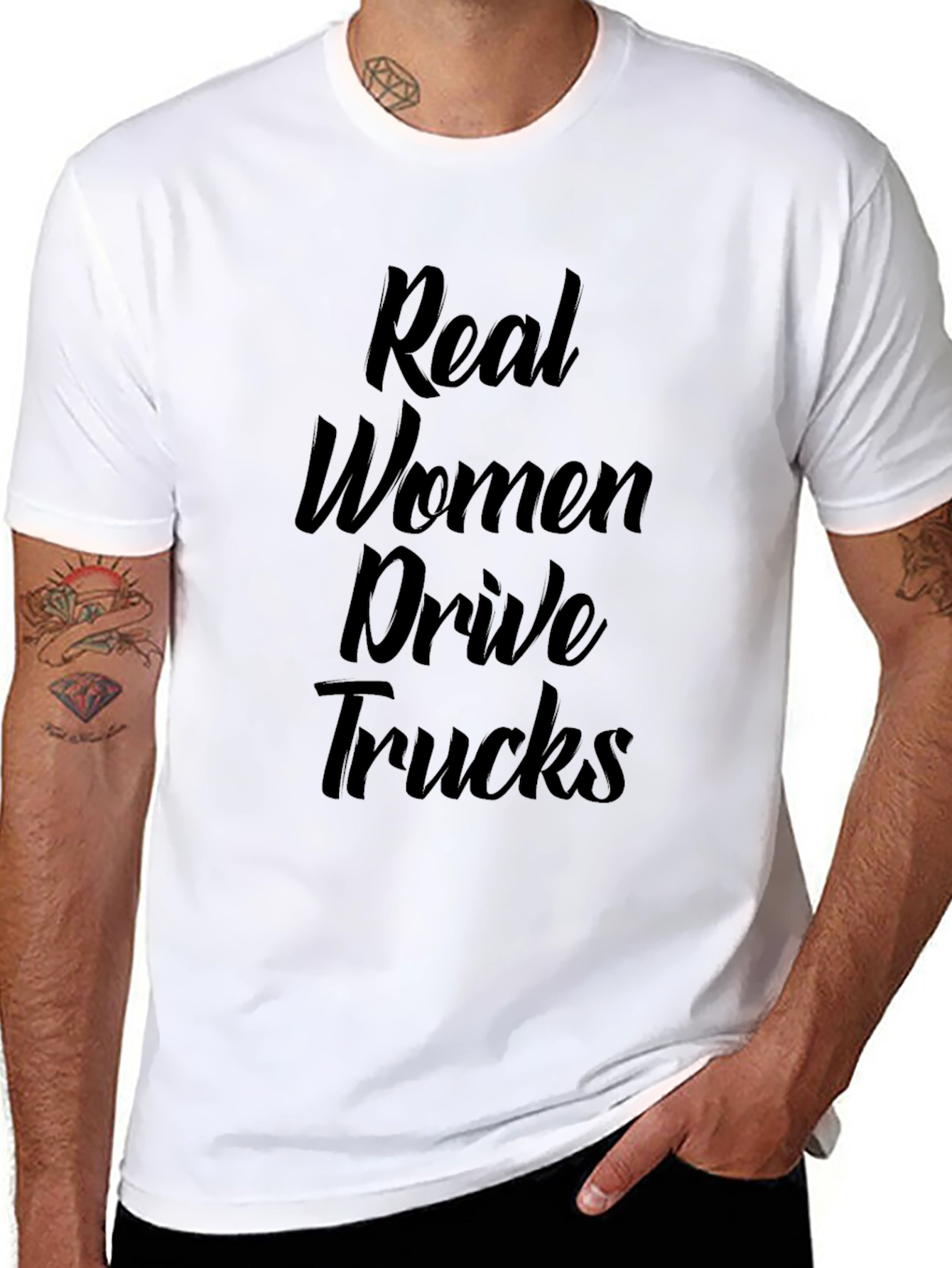 Black Real Women Drive Trucks - Graphic T-Shirt view 8