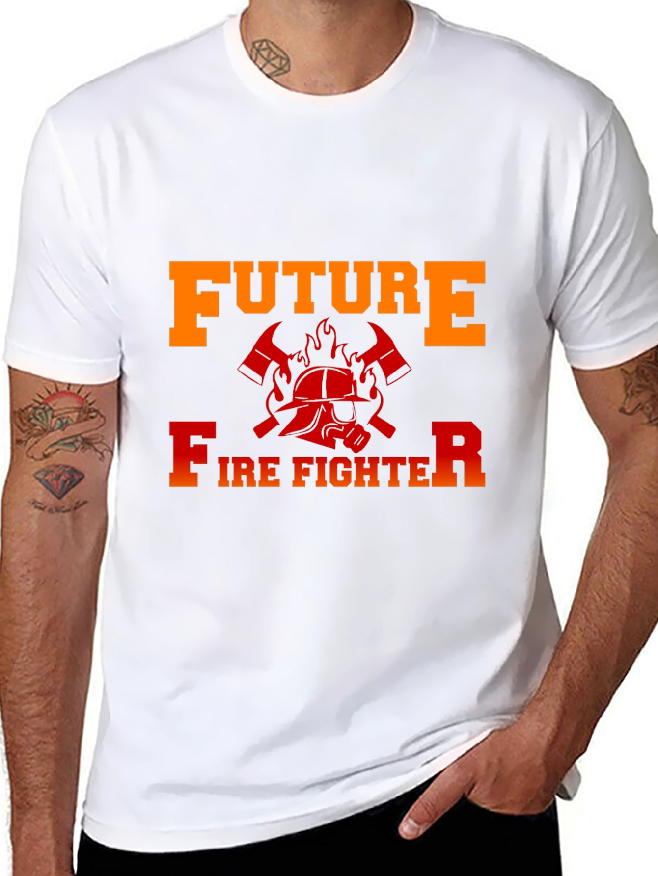 Black Future Firefighter Graphic T-Shirt - Black Cotton Tee view 8
