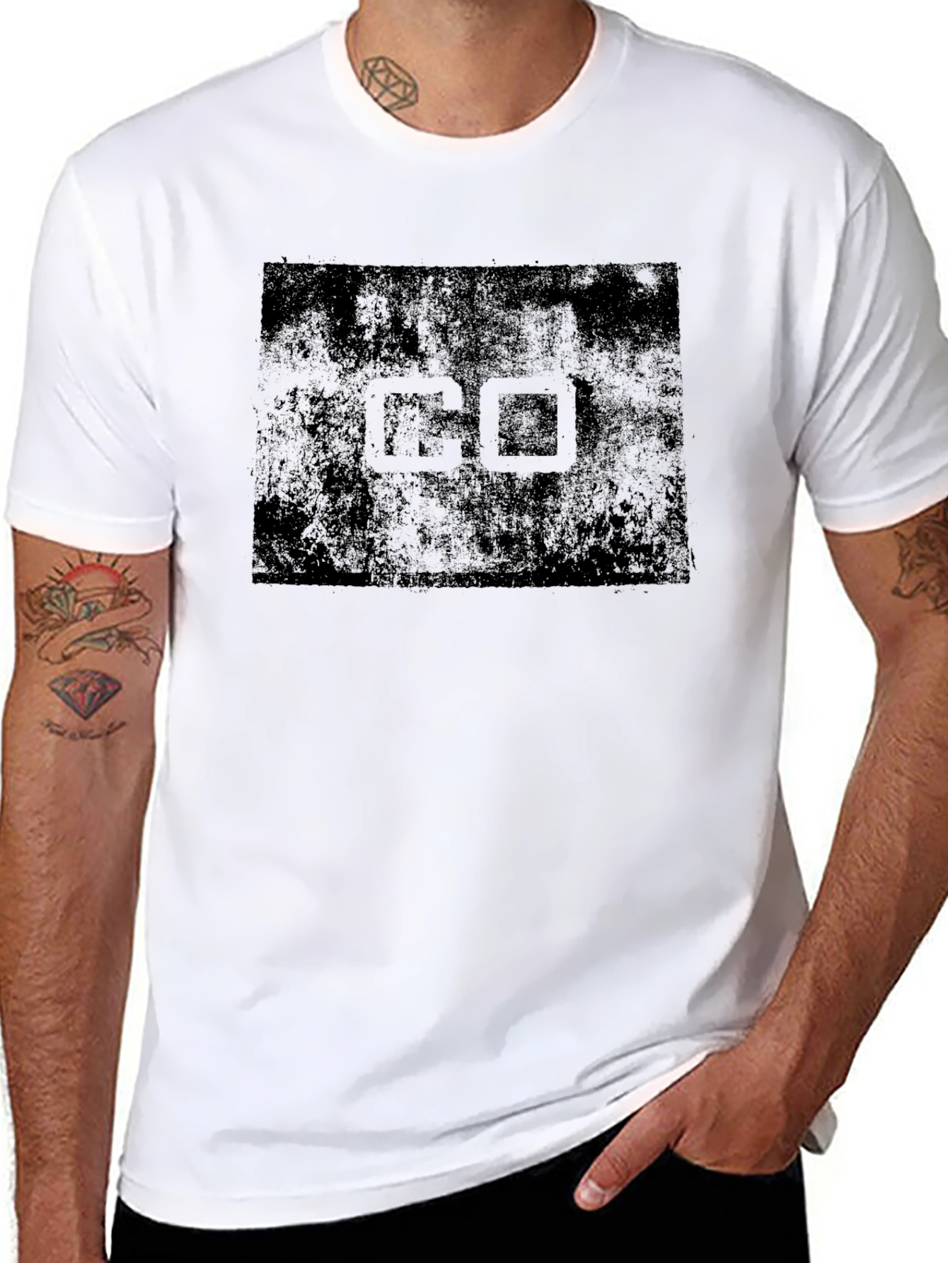 Black Distressed GO Graphic Tee - Black Cotton Blend view 8