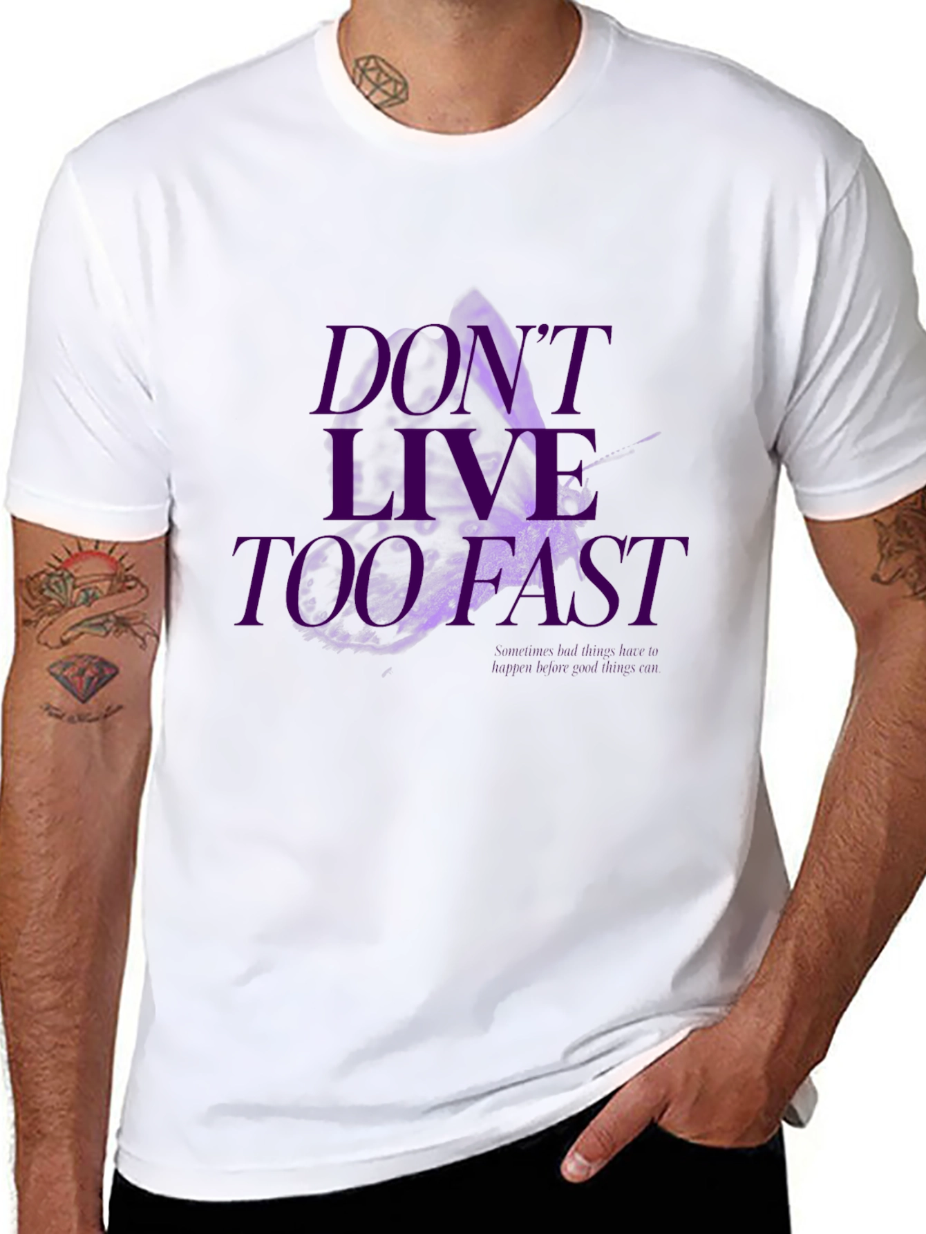 Black Don't Live Too Fast Graphic Tee - Black view 8
