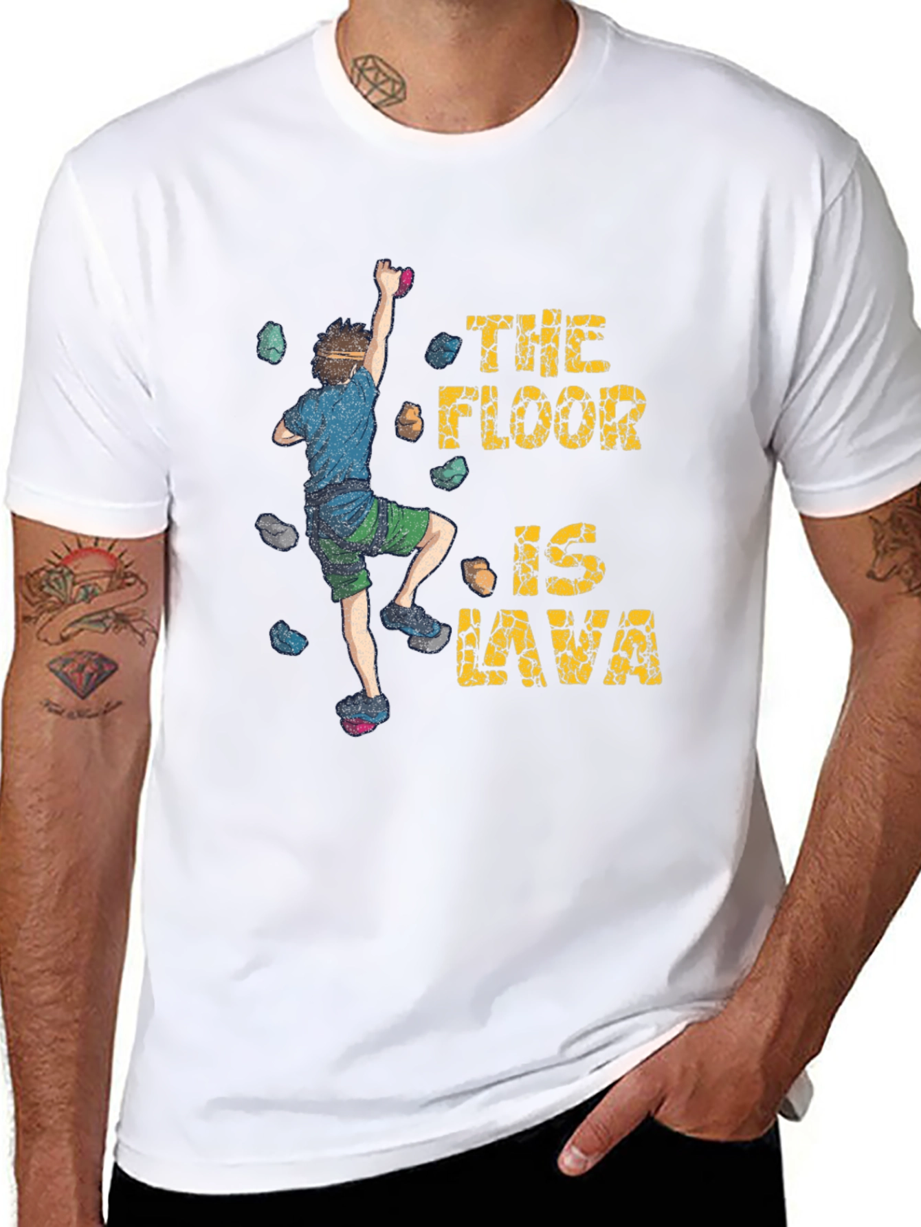 Black The Floor is Lava Climbing T-Shirt view 8