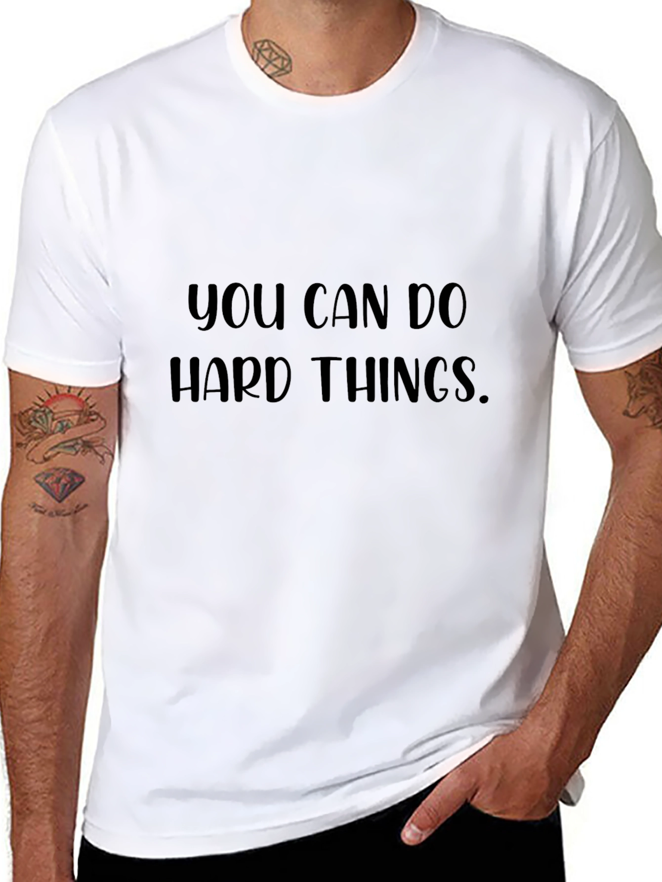Black Inspirational Graphic Tee - You Can Do Hard Things view 8