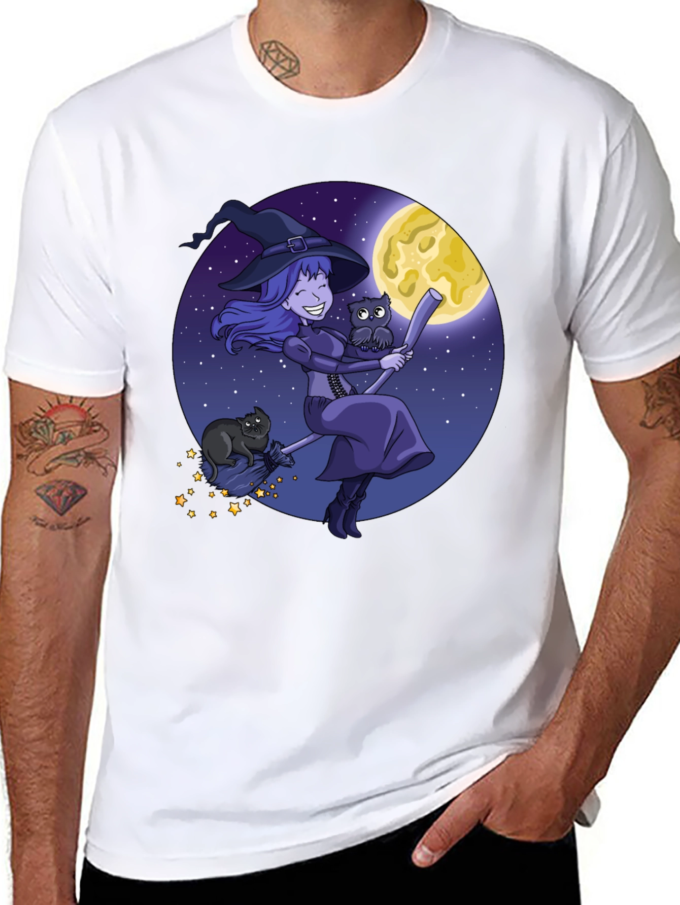 Black Witch on Broom T-Shirt - Halloween Ready! view 8