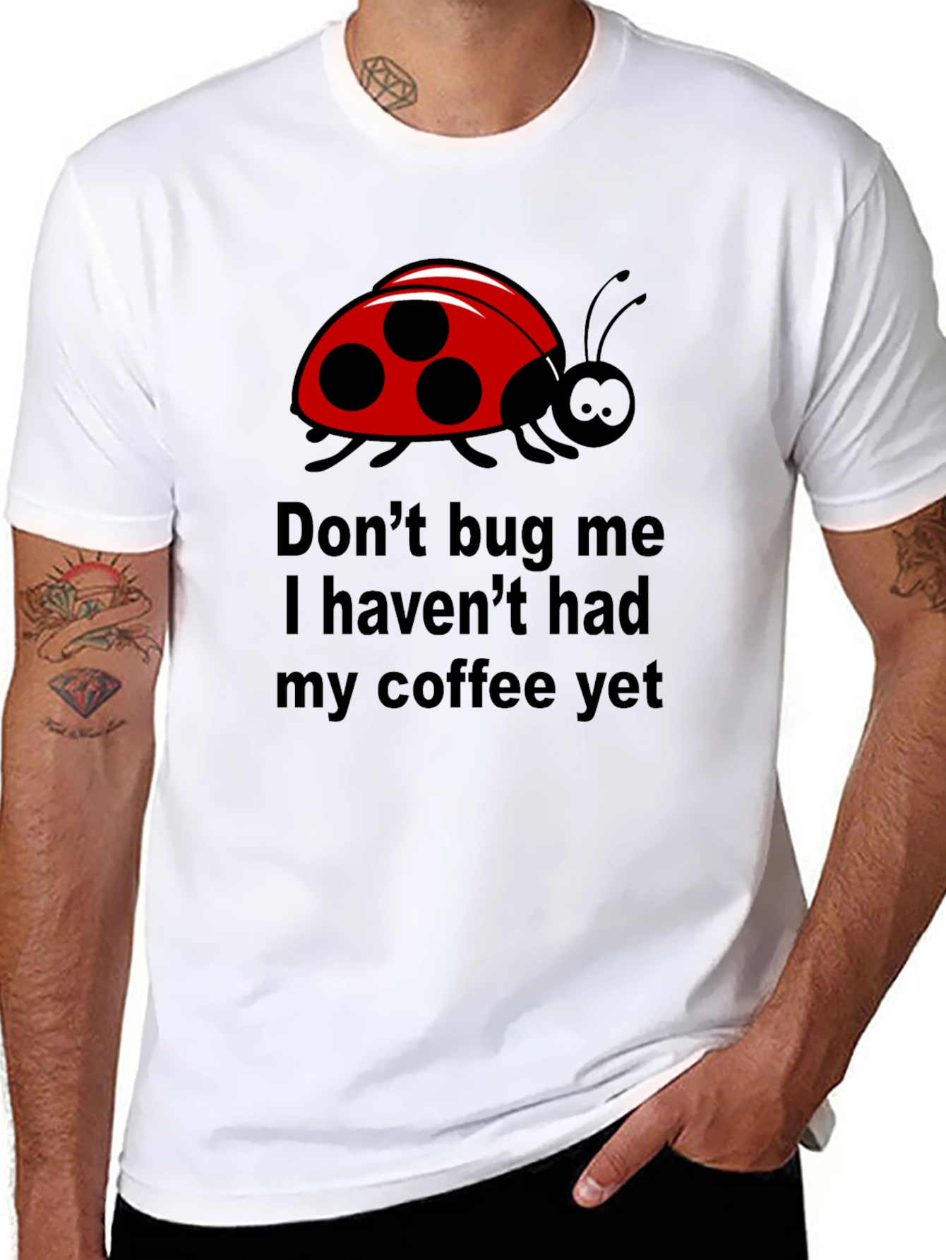 Black Don't Bug Me Coffee T-Shirt - Funny Ladybug Tee view 8