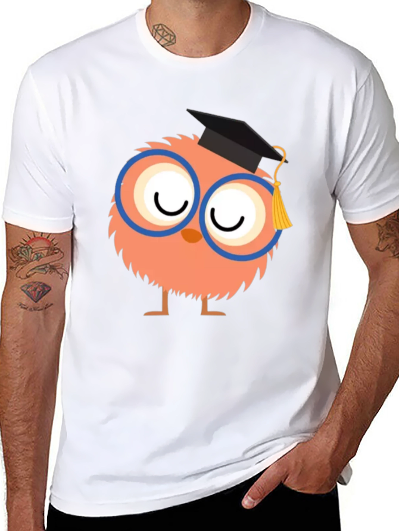 Black Cute Graduate Owl T-Shirt view 8