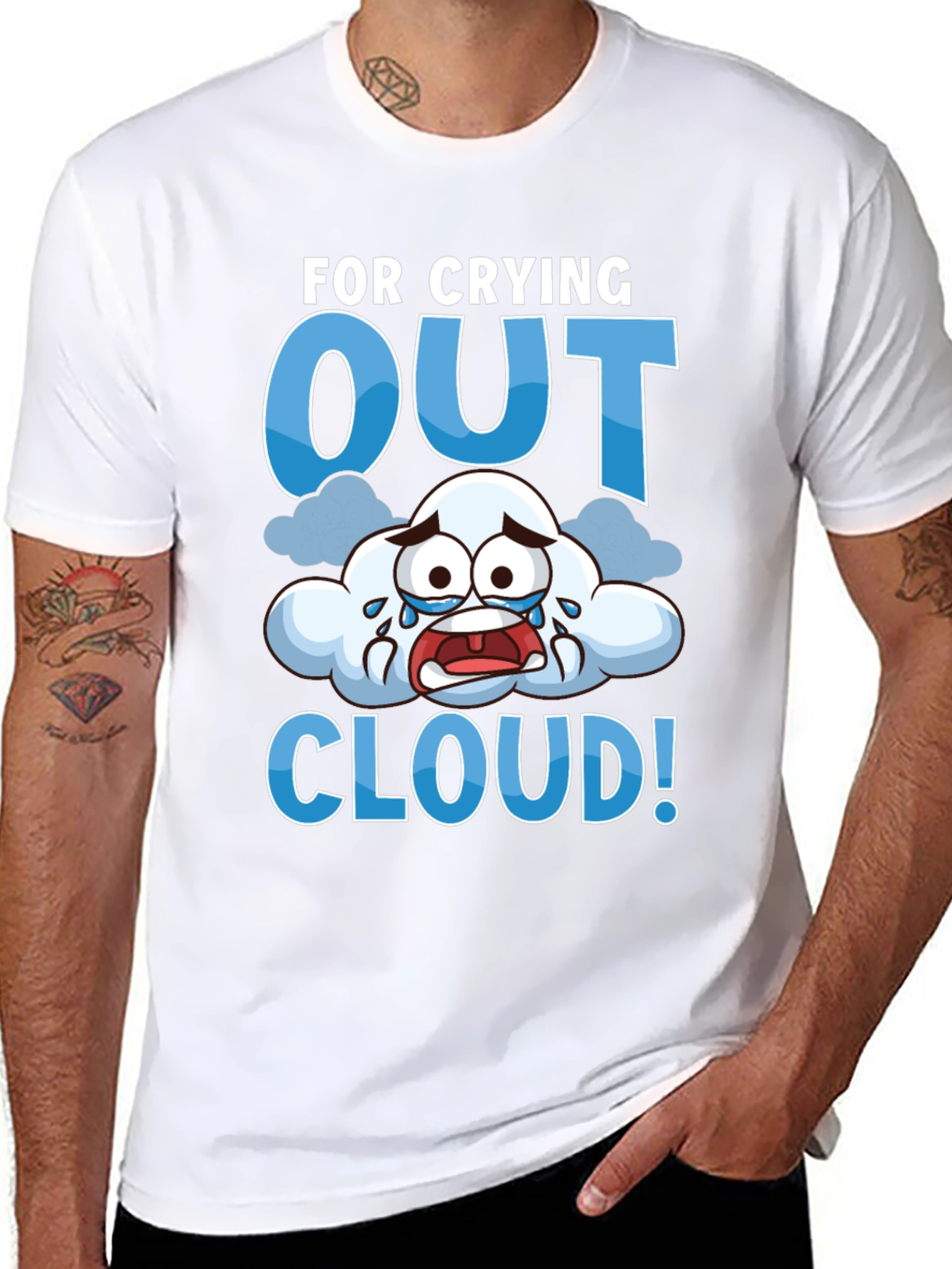 Black Crying Out Cloud T-Shirt - Funny Weather Tee view 8