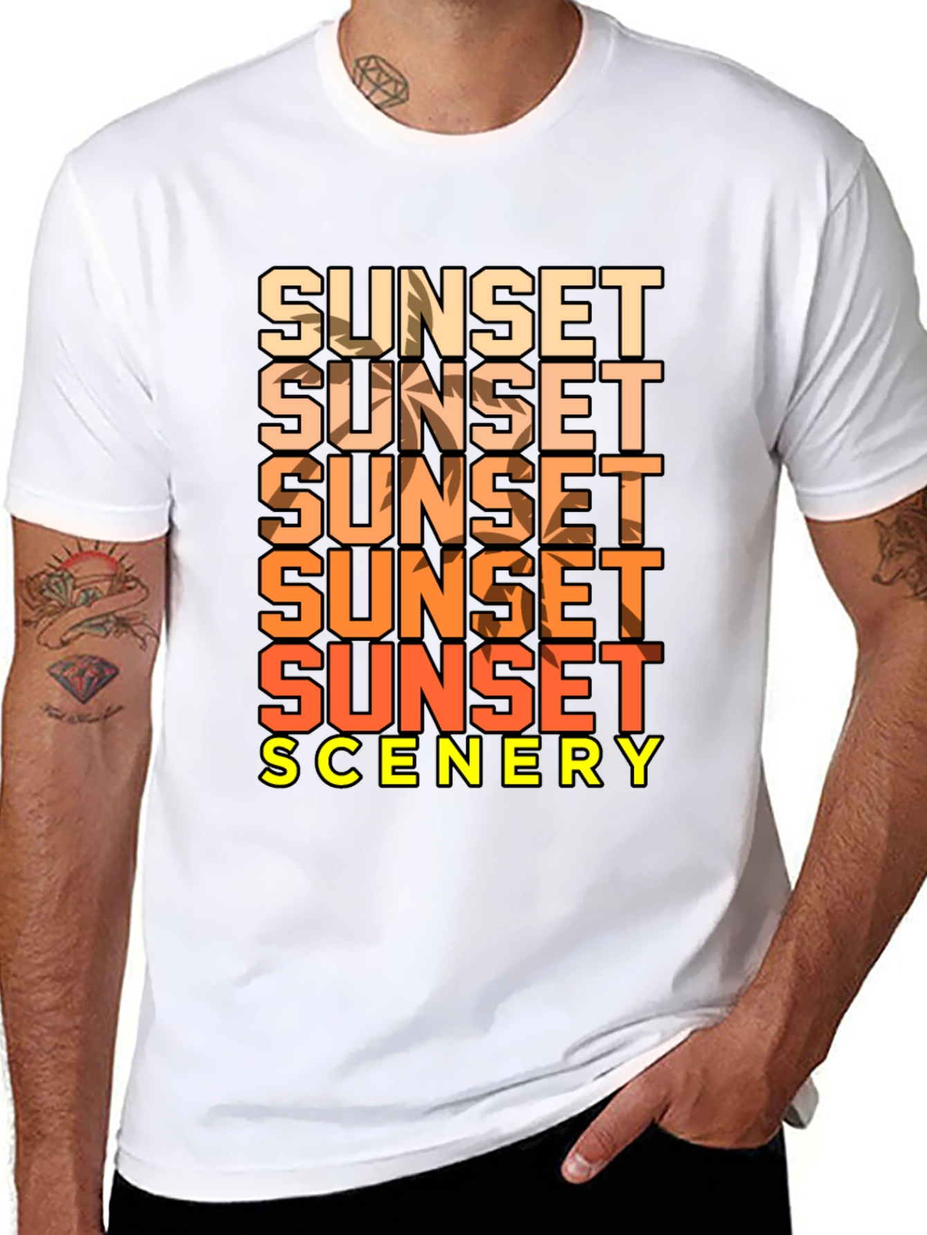 Black Sunset Scenery Graphic T-Shirt - Black view 8