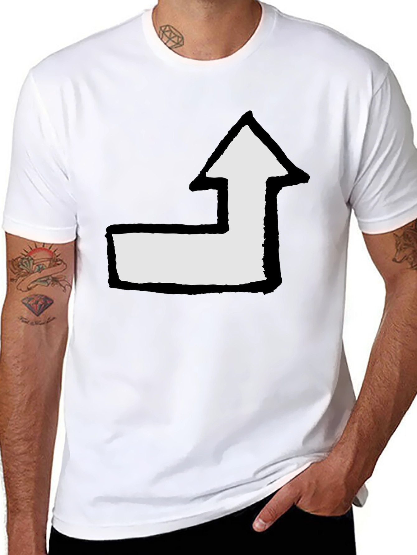 Black Arrow Graphic Tee - Black Cotton Casual T-Shirt view 8