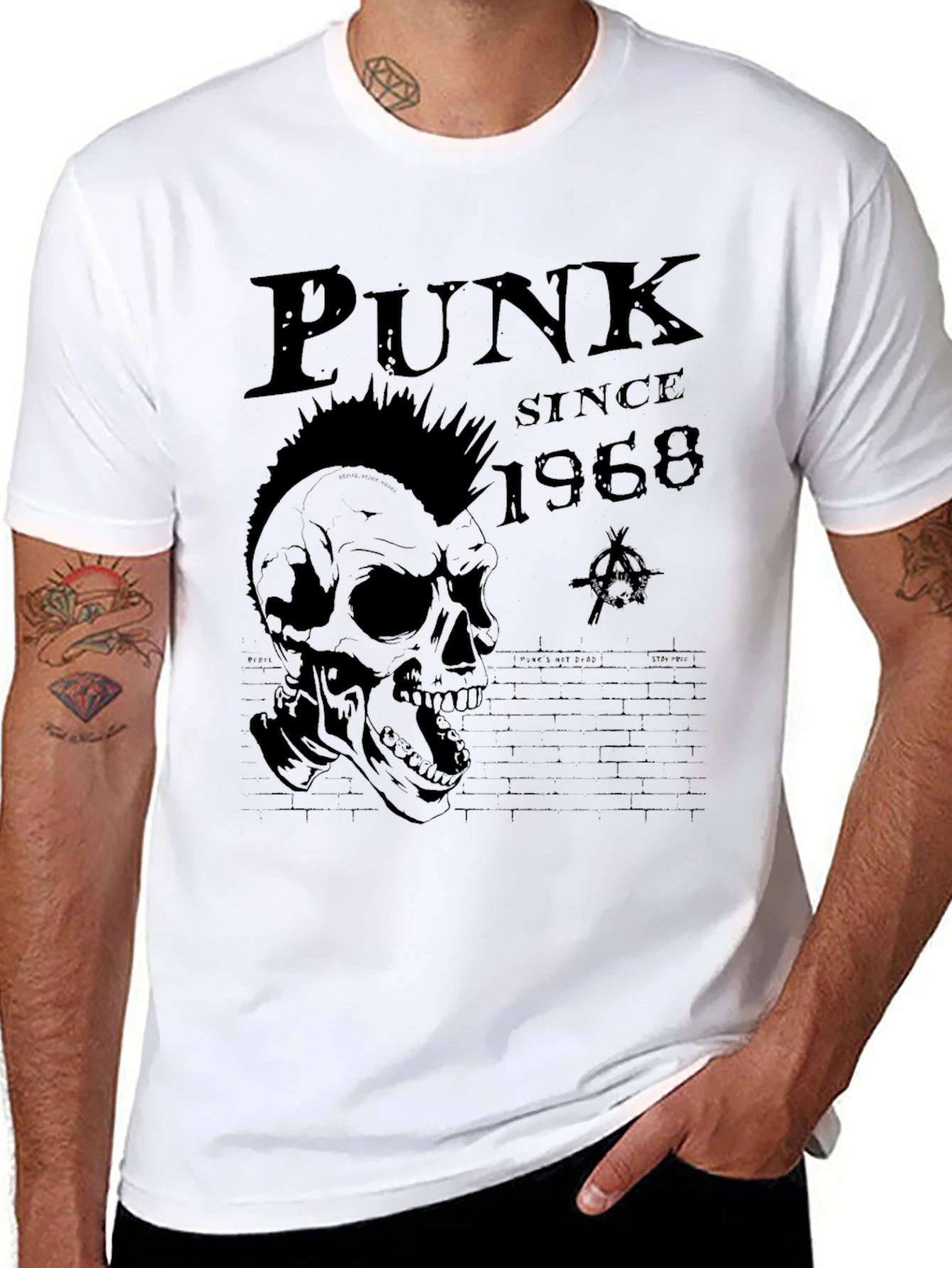 Black Punk Since 1968 Skull Graphic T-Shirt view 8