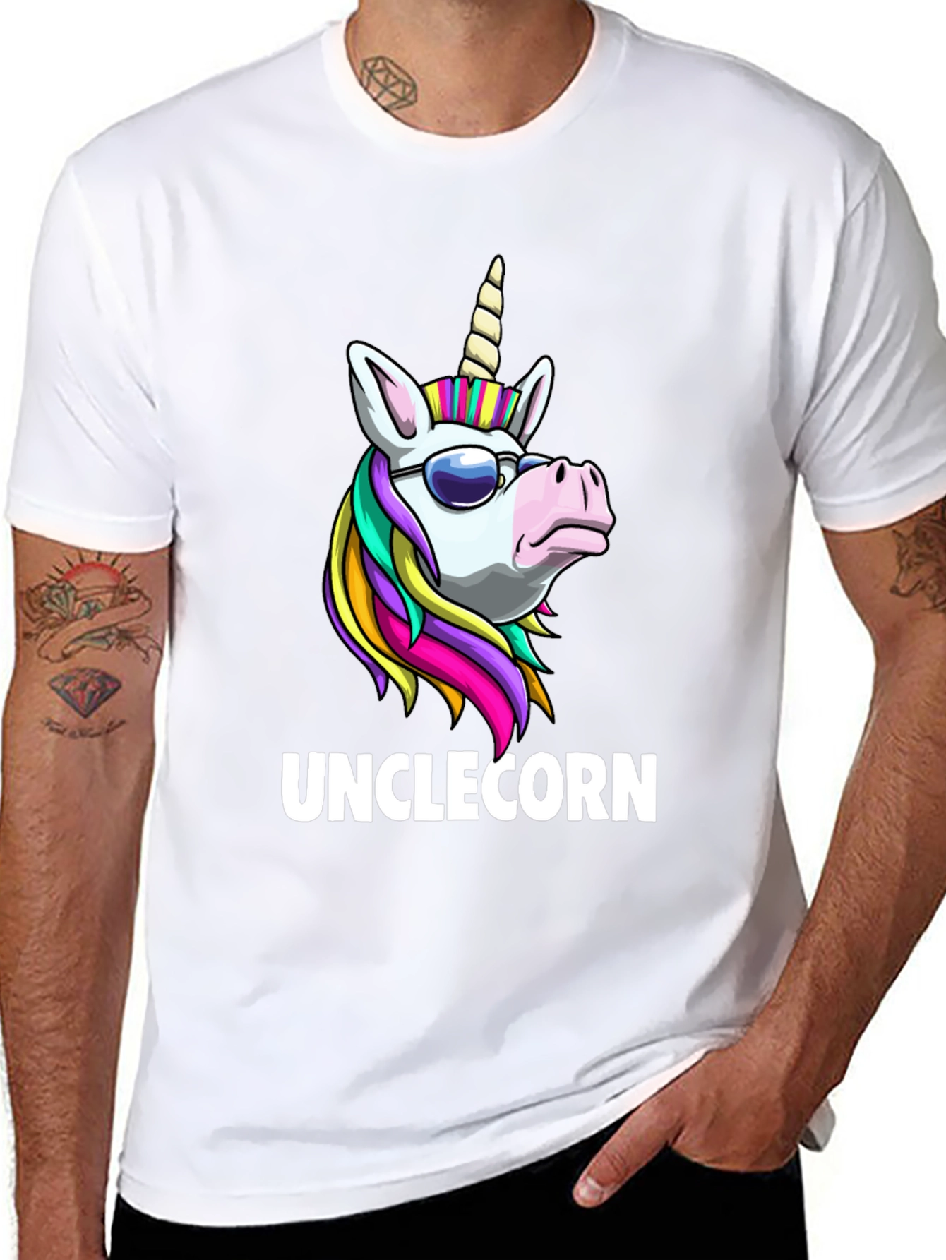 Black Unclecorn T-Shirt - Funny Unicorn Design view 8