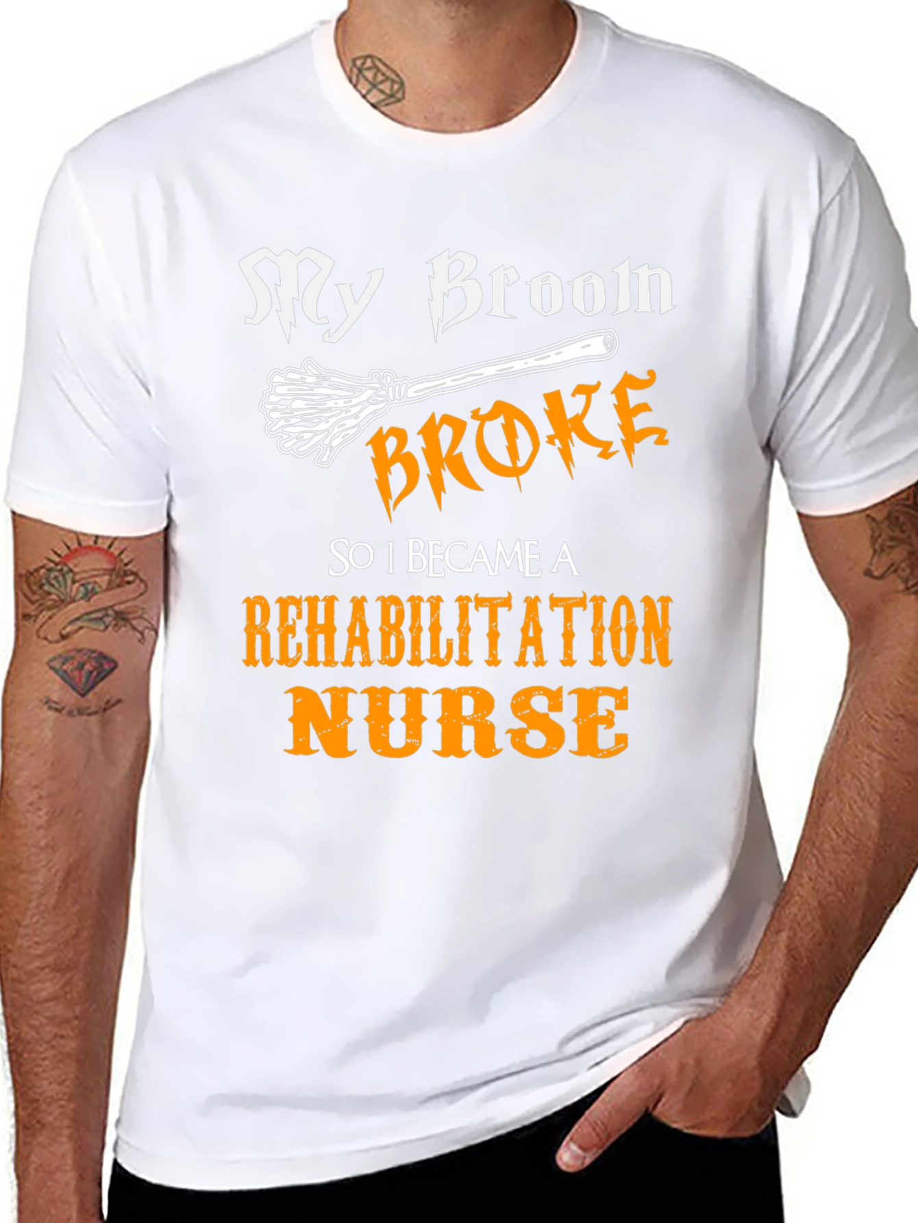 Black My Broom Broke Rehabilitation Nurse T-Shirt view 8