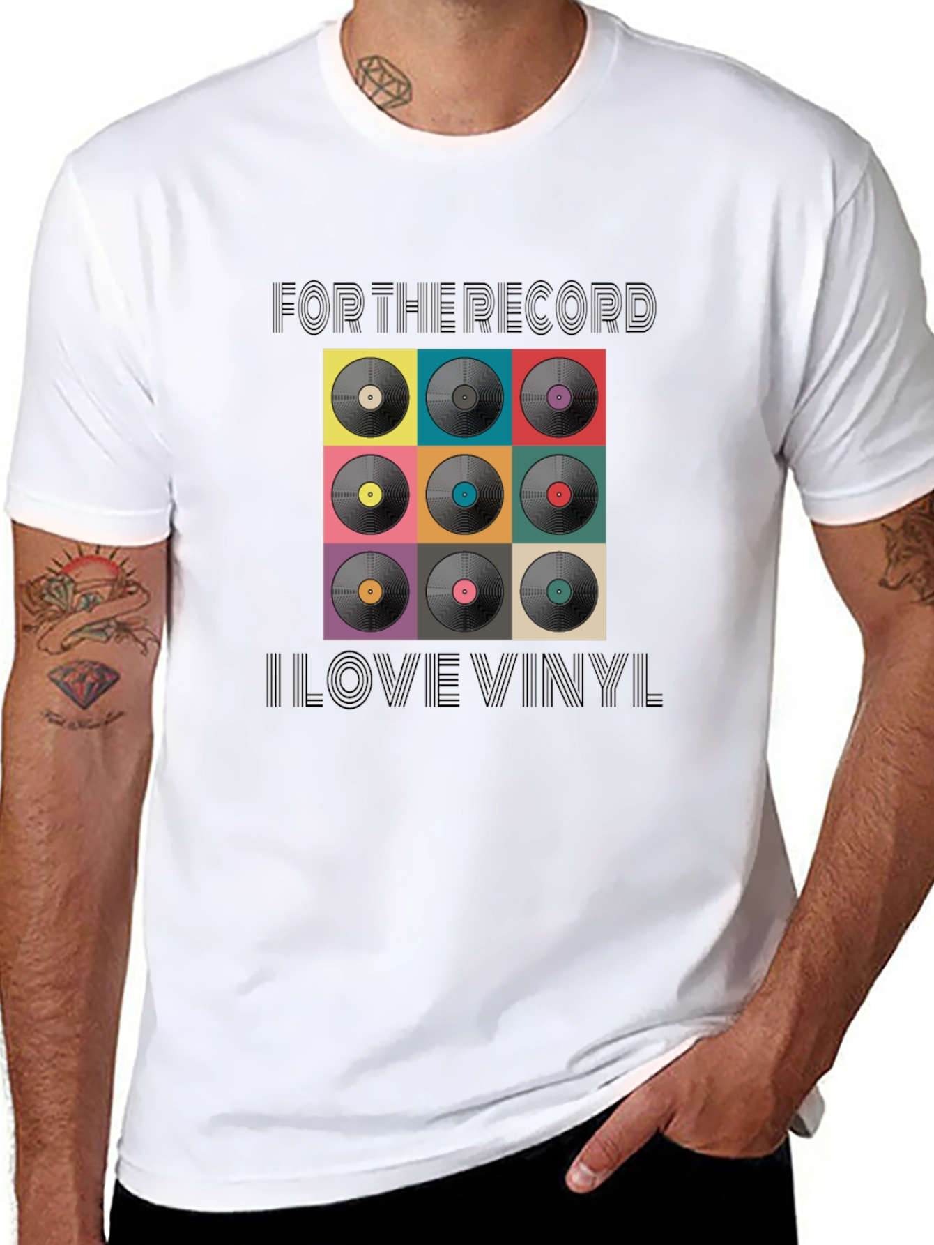 Black For the Record I Love Vinyl Black T-Shirt view 8