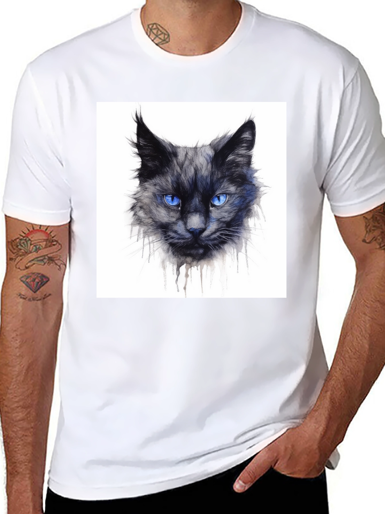Black Black Cat Graphic Tee - Men's Crew Neck view 8