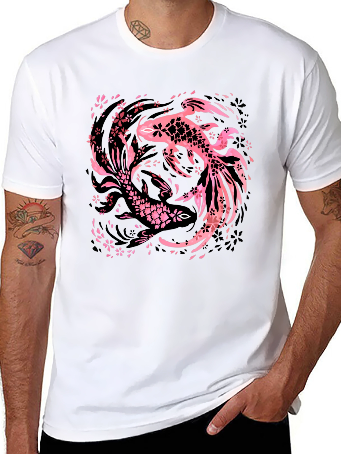 Black Koi Fish Graphic Tee - Black view 8