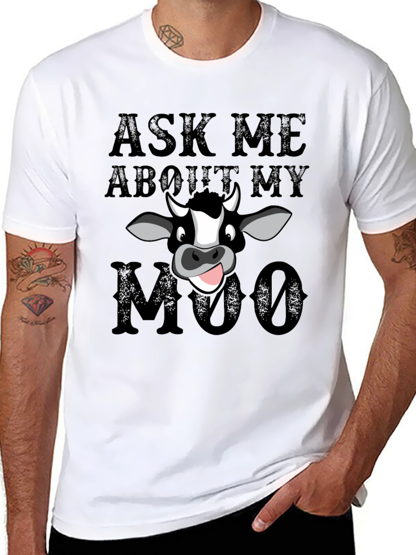 Black Ask Me About My Moo T-Shirt view 8