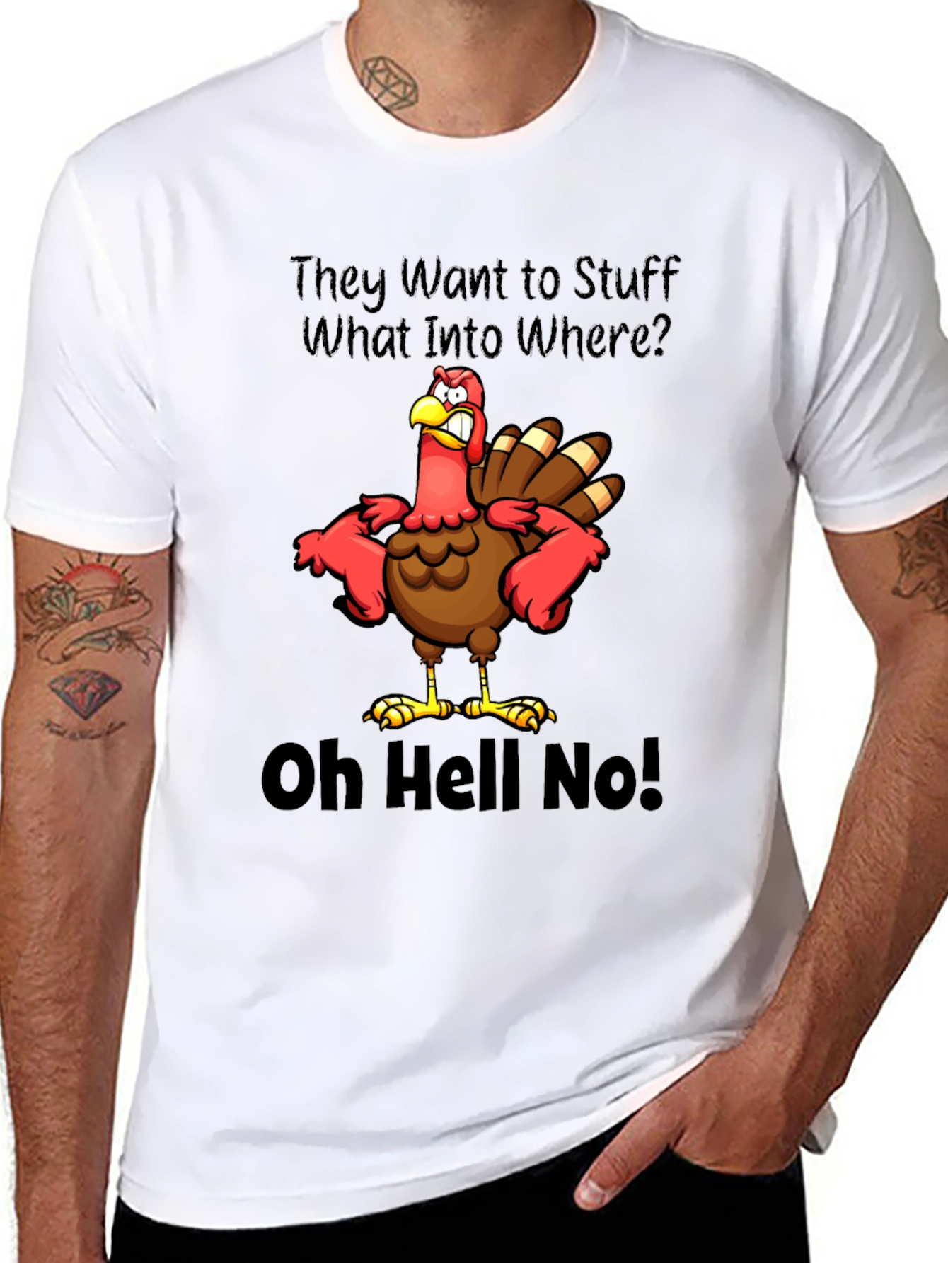 Black Thanksgiving Turkey T-Shirt: Oh Hell No! view 8