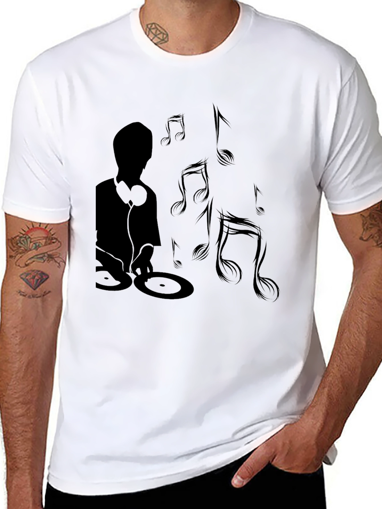 Black DJ Music Graphic Tee - Black Cotton Shirt view 8
