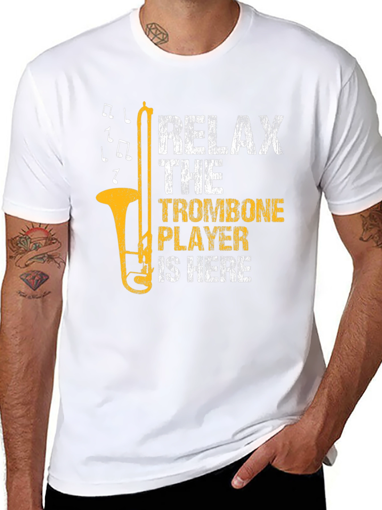 Black Relax Trombone Player T-Shirt view 8