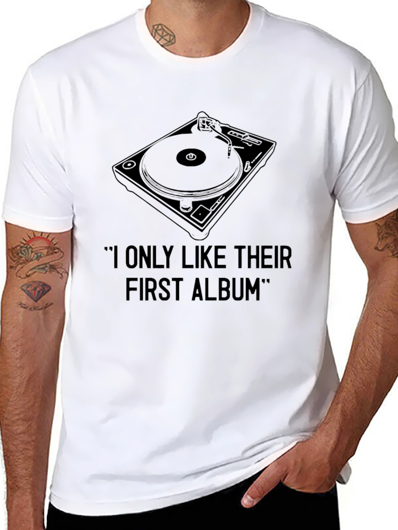 Black Turntable T-Shirt - "I Only Like Their First Album" view 8
