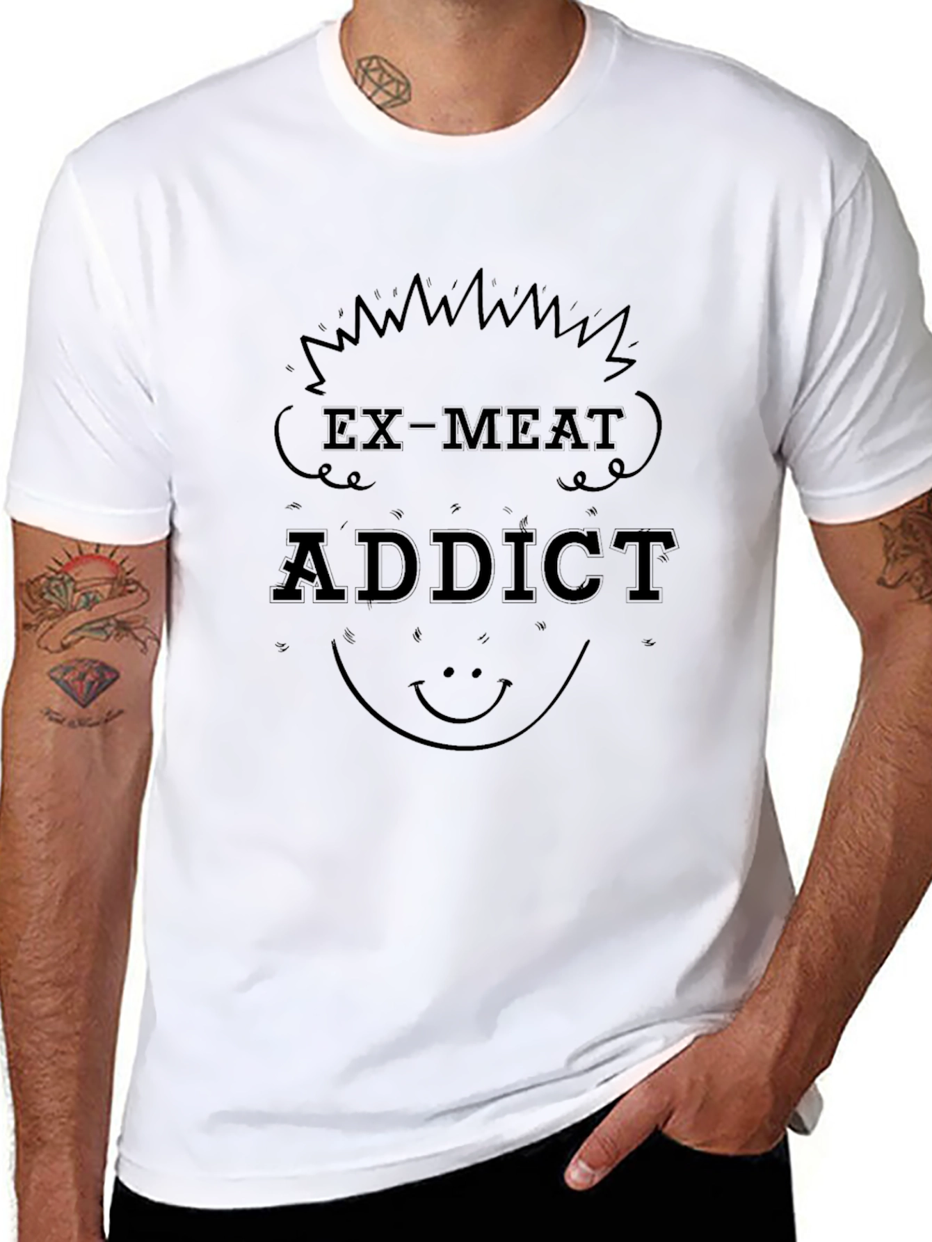 Black Ex-Meat Addict Graphic Tee - Black view 8