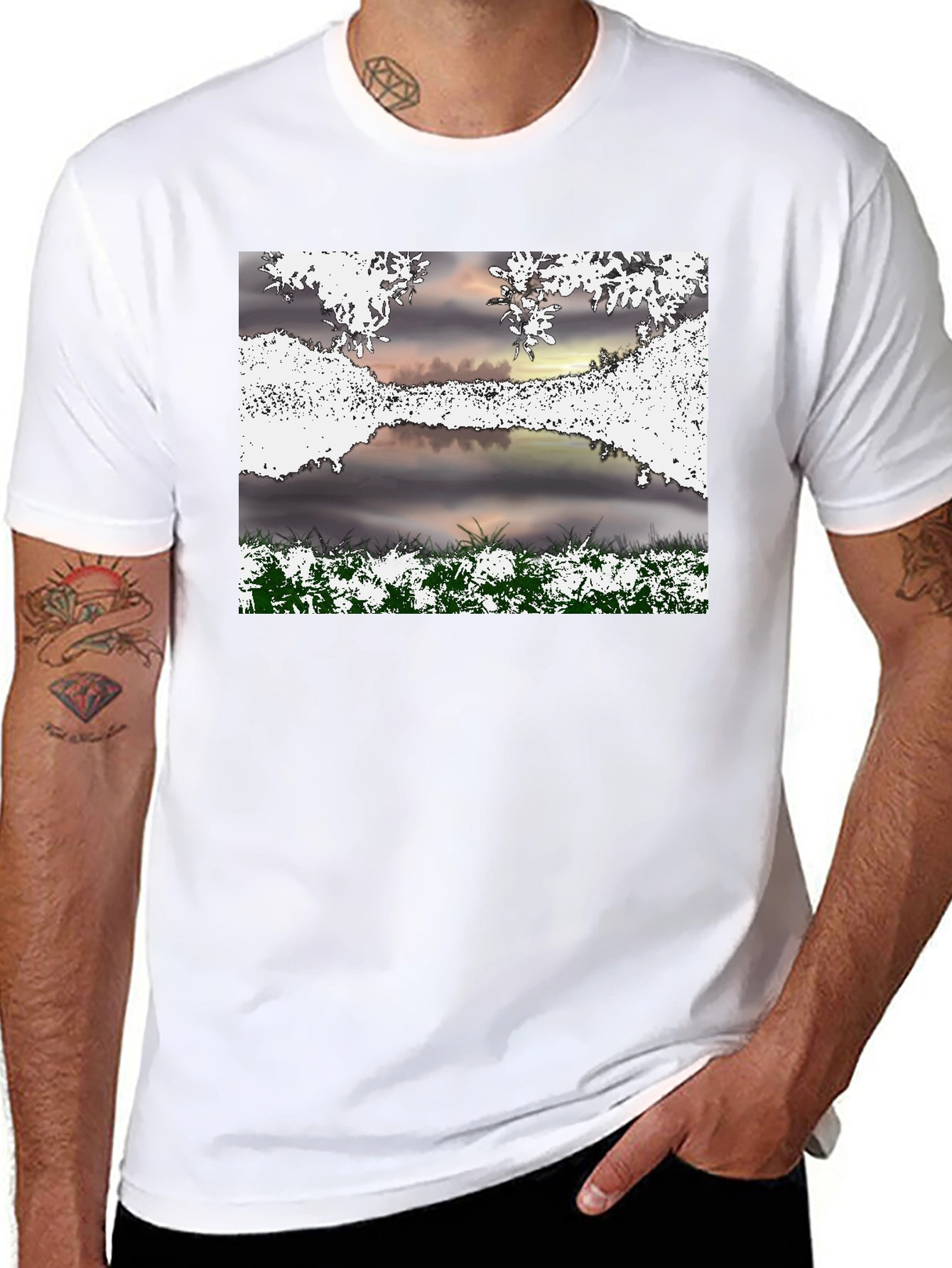 Black Nature Scene Graphic T-Shirt view 8