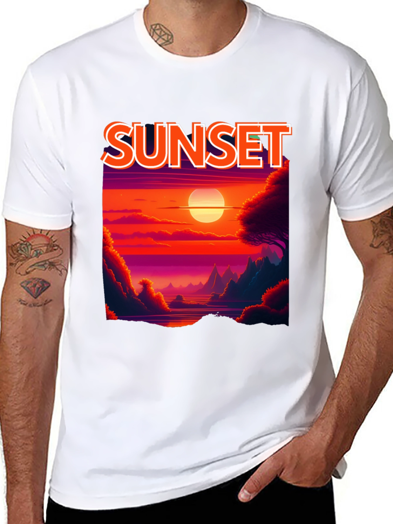Black Sunset Graphic T-Shirt - Vibrant Landscape Tee view 8