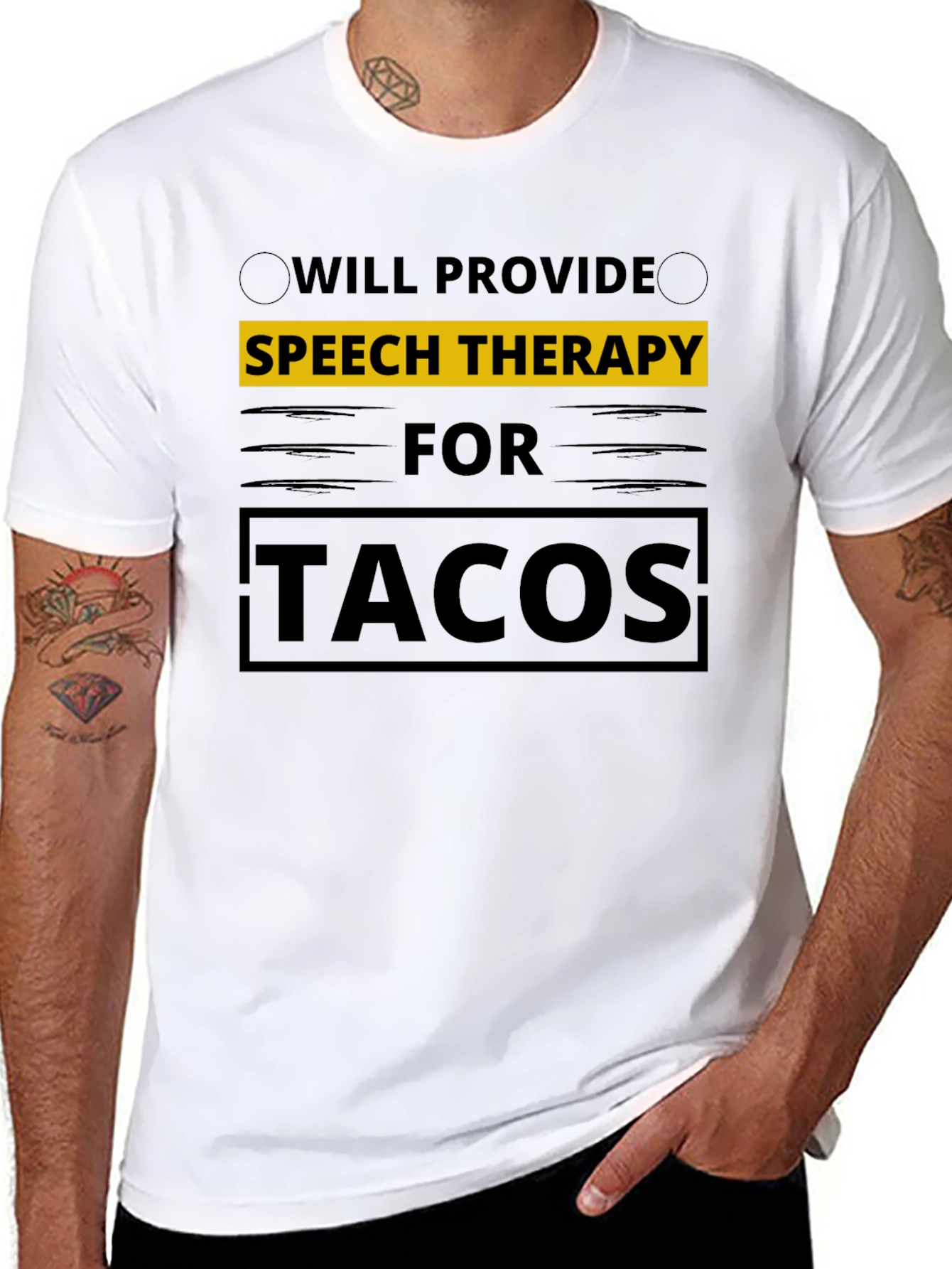 Black Speech Therapy for Tacos T-Shirt view 8