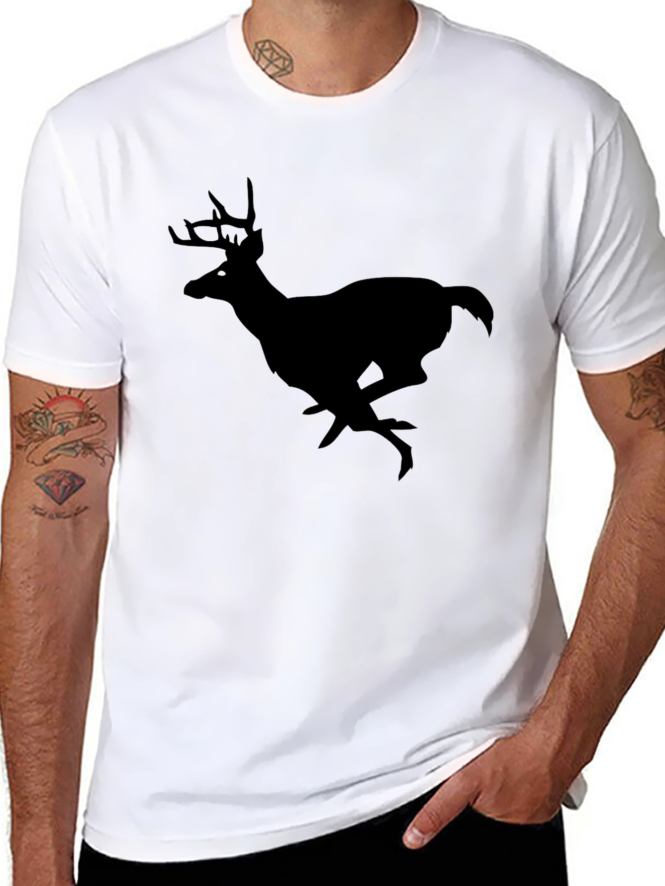 Black Black Deer Silhouette T-Shirt view 8