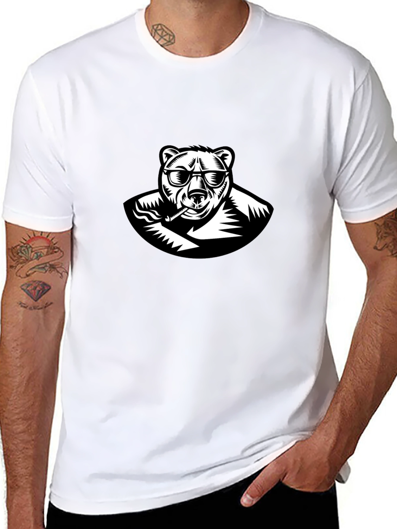 Black Cool Bear Graphic T-Shirt - Black view 8