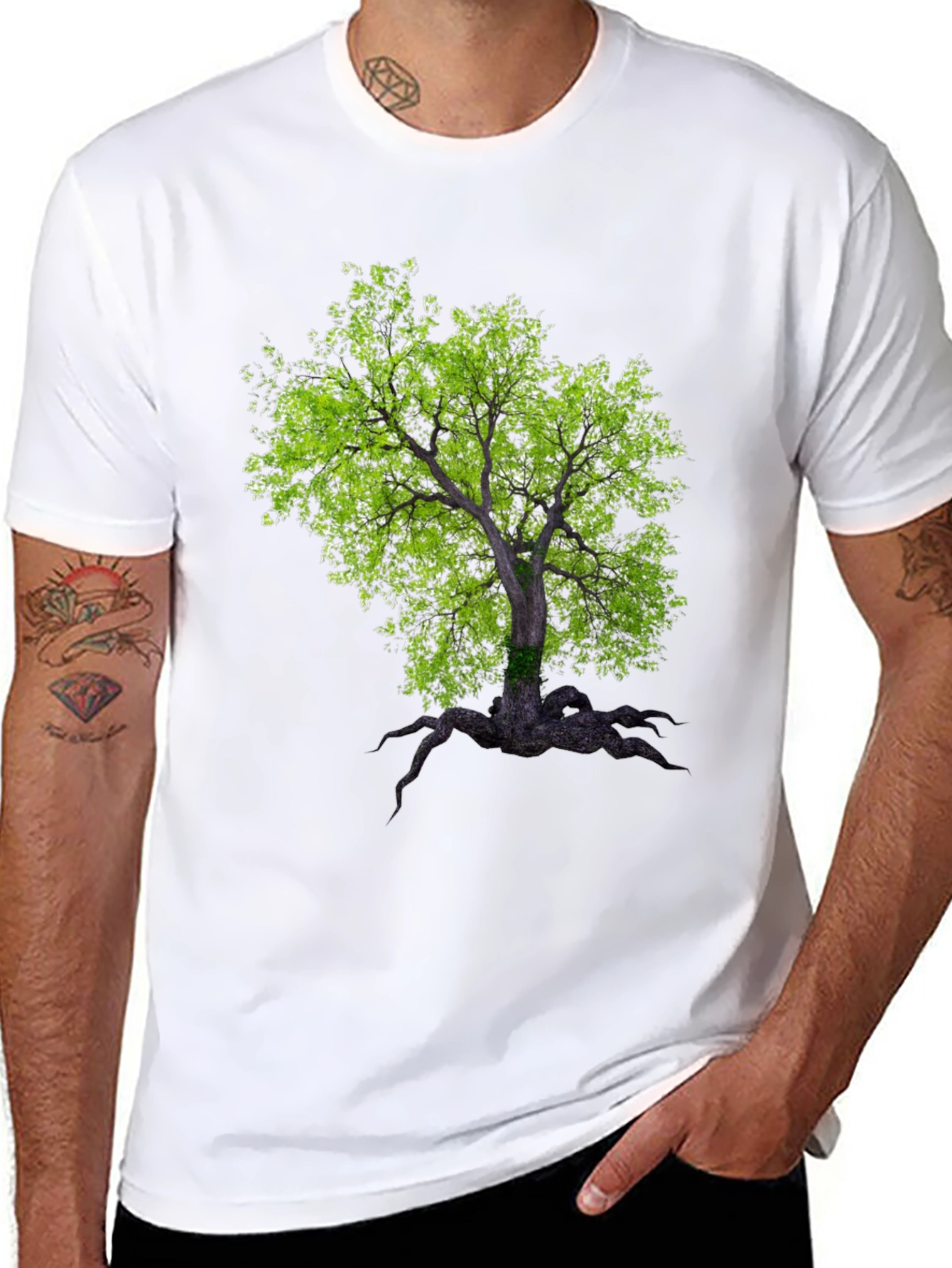 Black Arboreal Print Black T-Shirt view 8