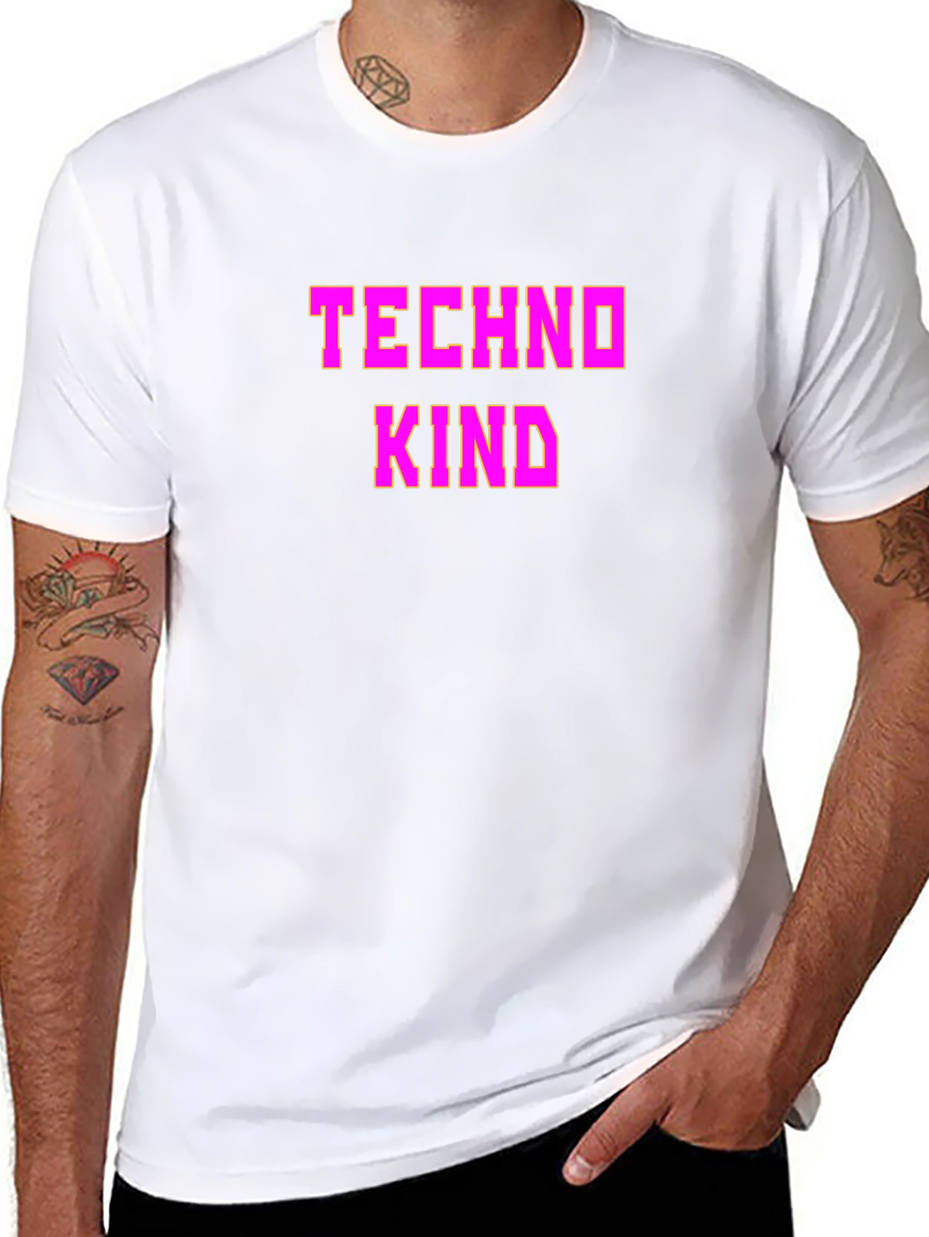 Black Techno Kind Graphic Tee - Black Crew Neck T-Shirt view 8