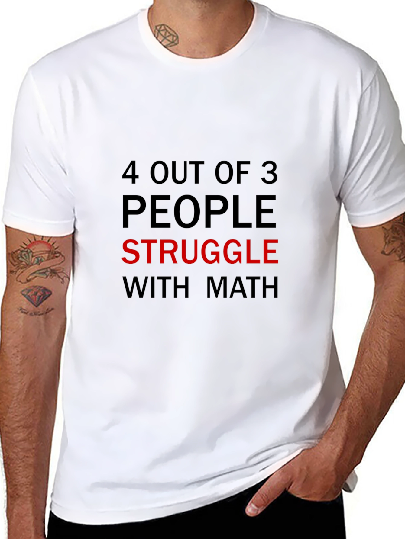 Black 4 Out of 3 People Struggle with Math Black T-Shirt view 8