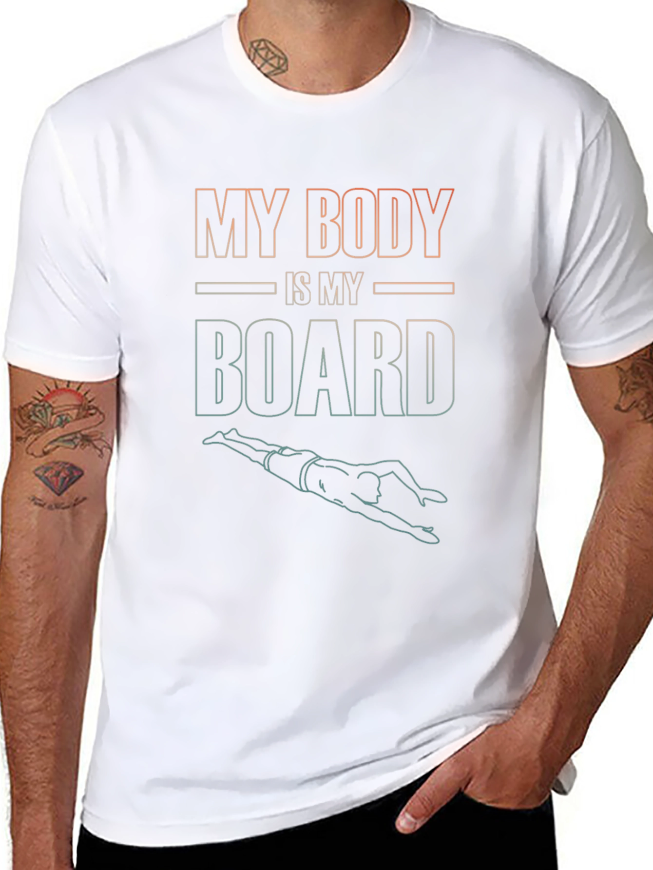 Black My Body Is My Board T-Shirt - Swimmer Tee view 8