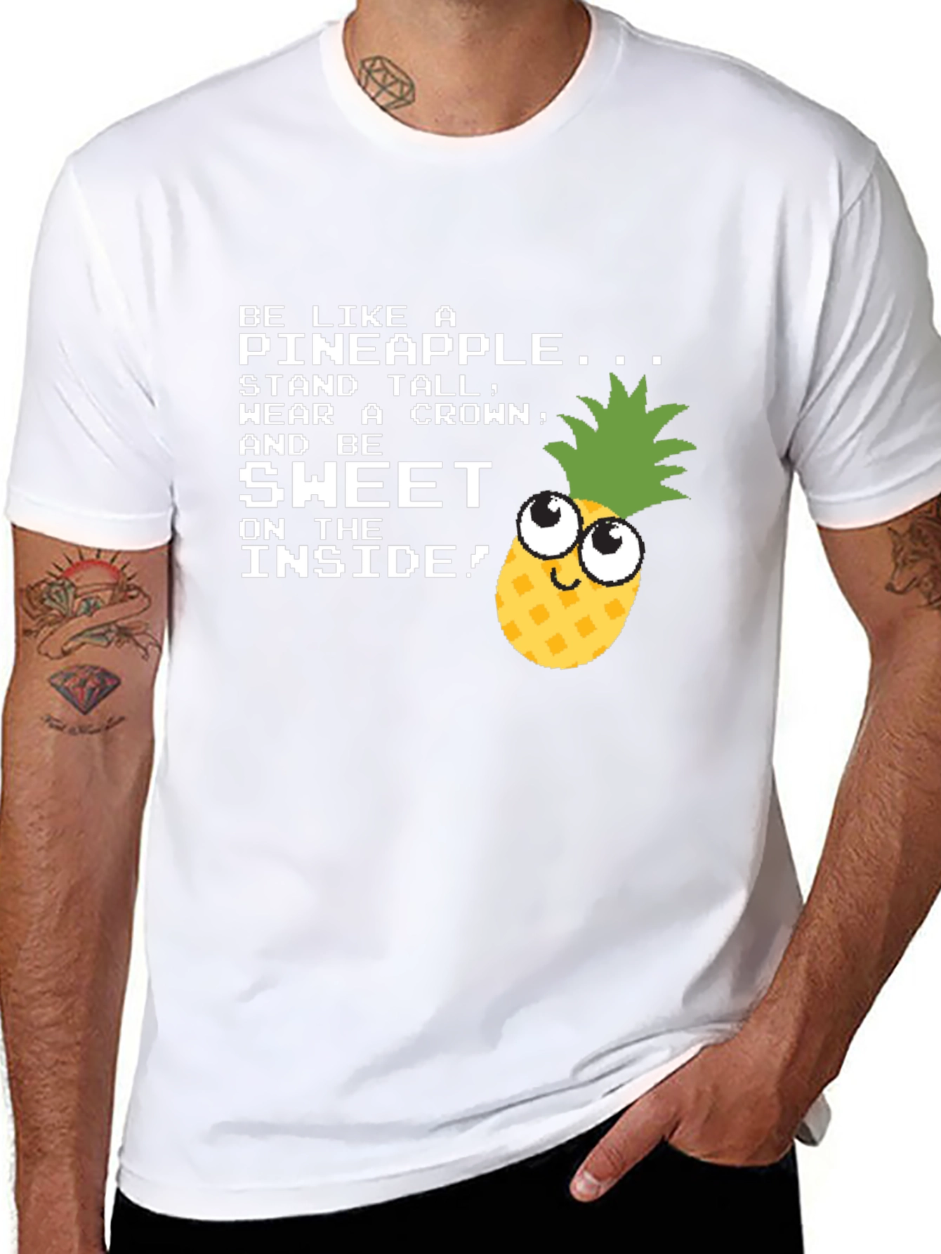 Black Be Like a Pineapple Funny Graphic T-Shirt view 8