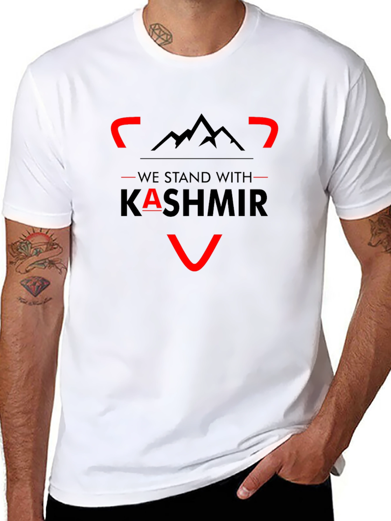 Black We Stand With Kashmir Graphic Tee view 8