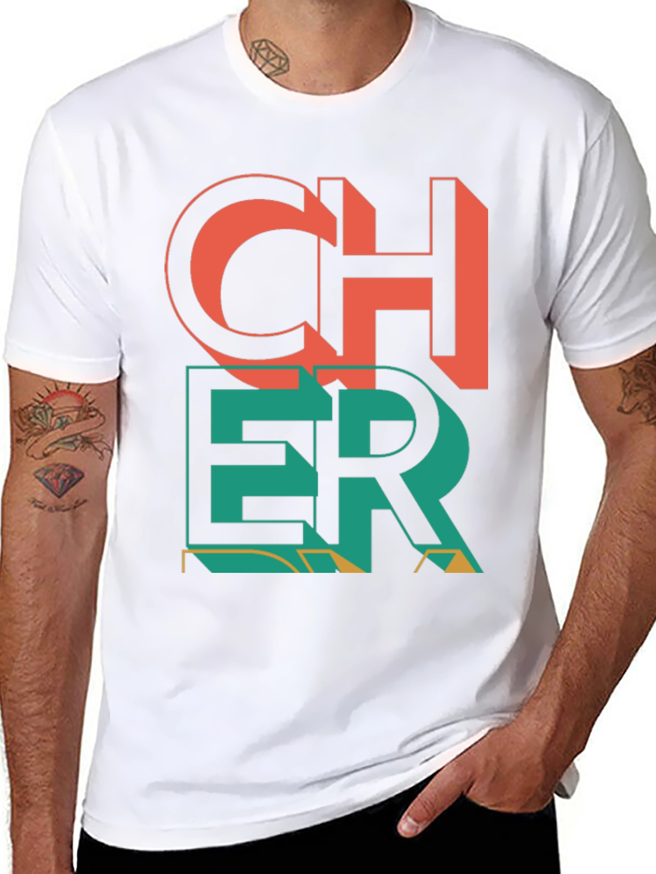 Black Cheer Graphic Print Crew Neck T-Shirt view 8