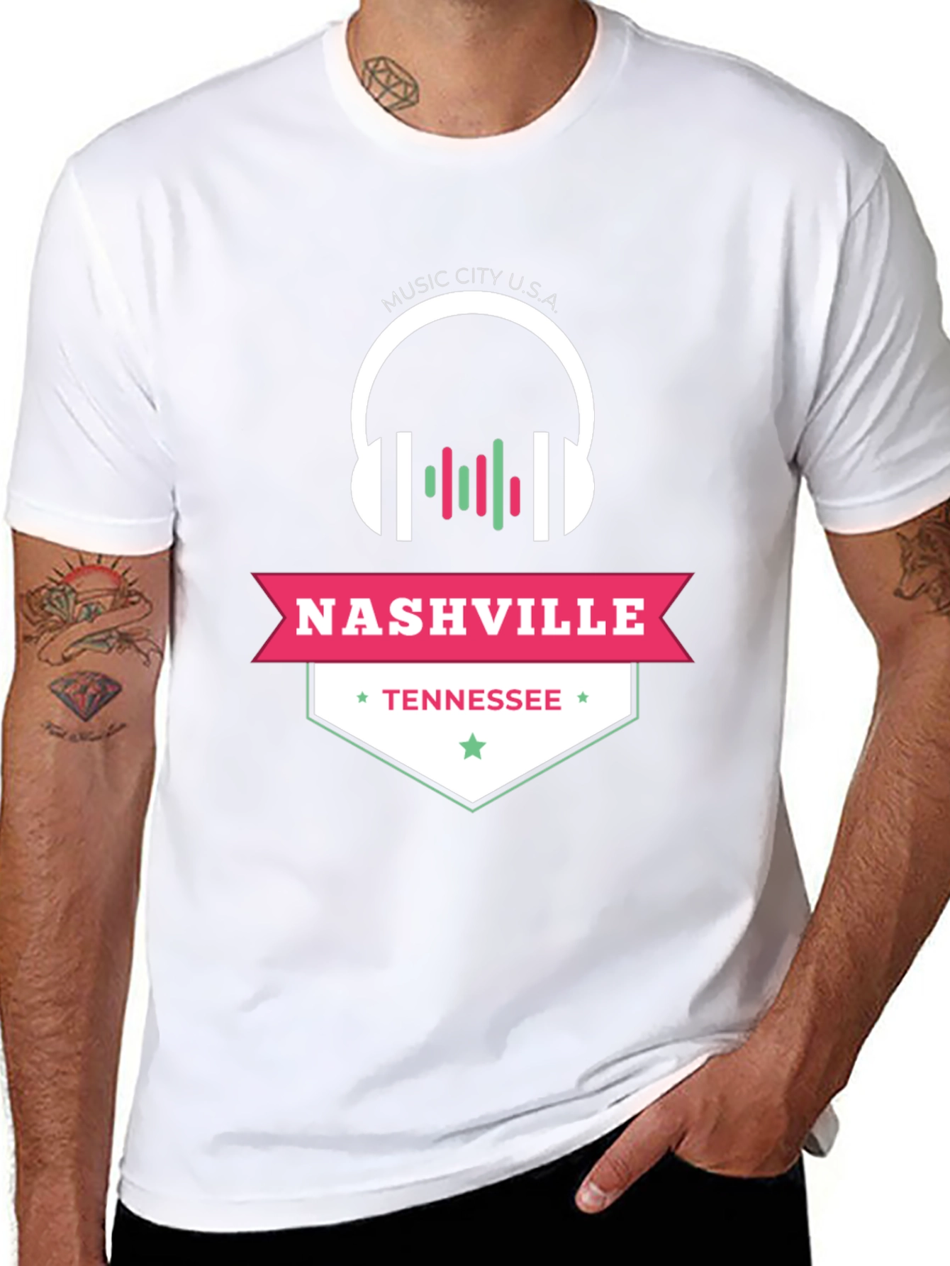 Black Nashville Tennessee Music City USA Graphic Tee view 8