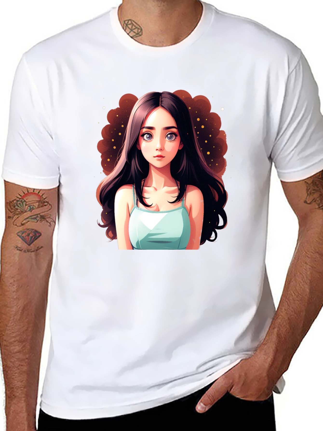 Black Anime Girl Graphic Black T-Shirt view 8